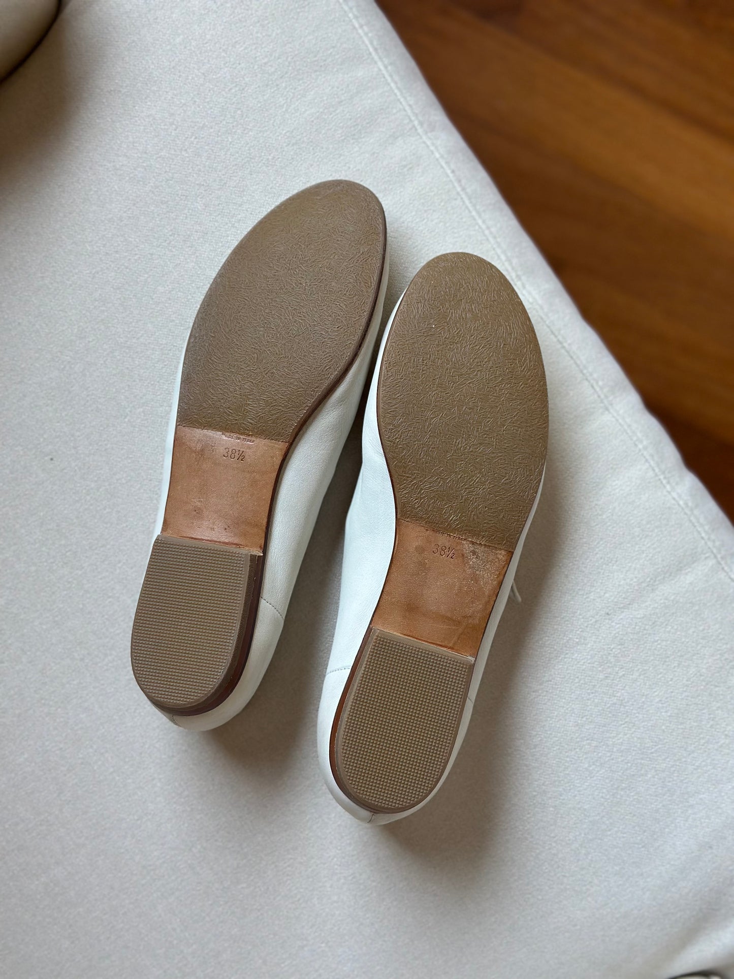 White Nappa Leather Mary Jane Shoes