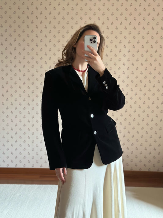 Black Silk Velvet Blazer