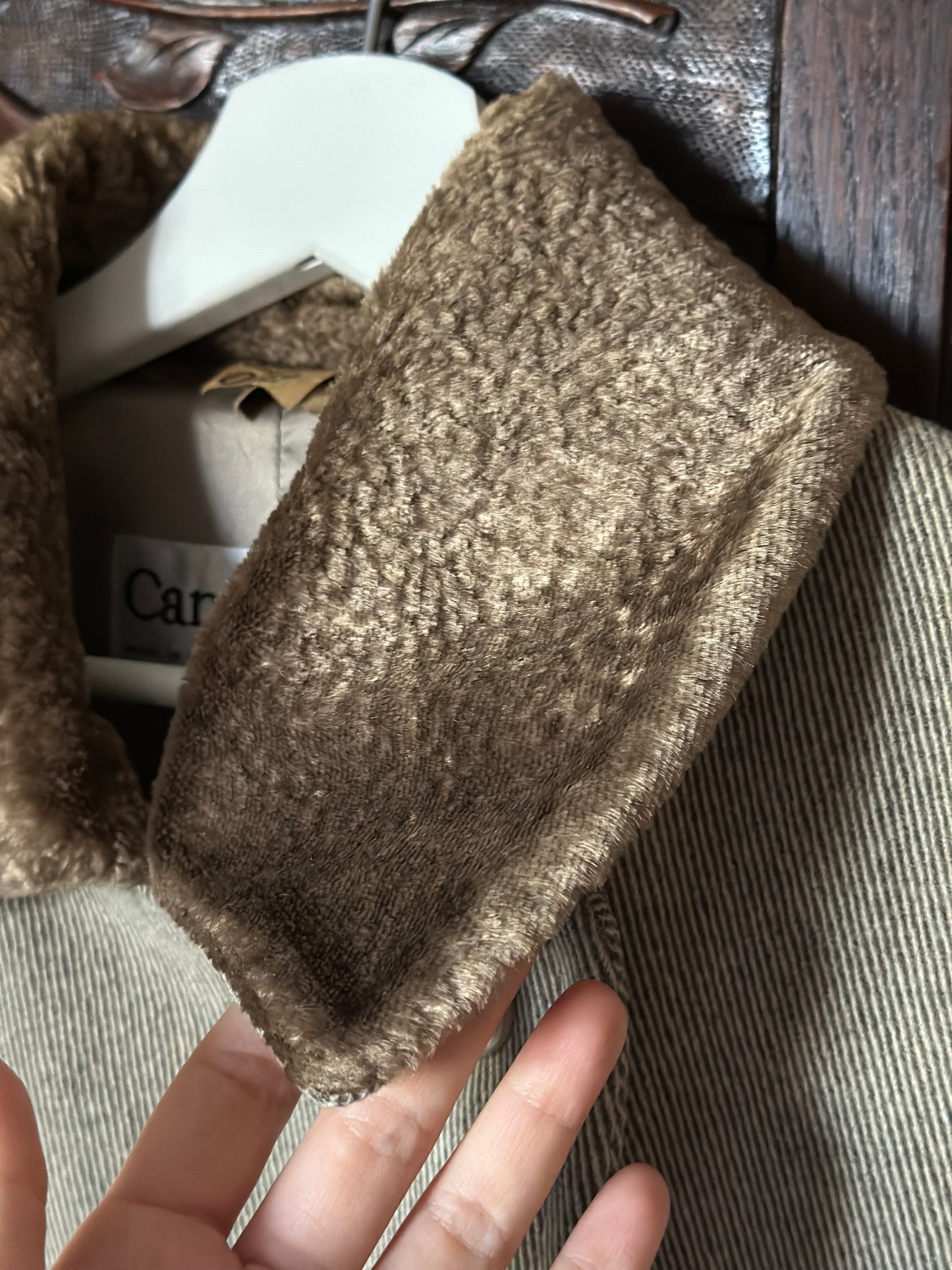 Double Breasted Short Taupe Coat