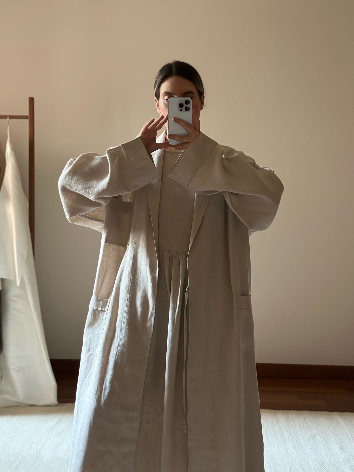 Frette 100% Linen Sand Beige Robe