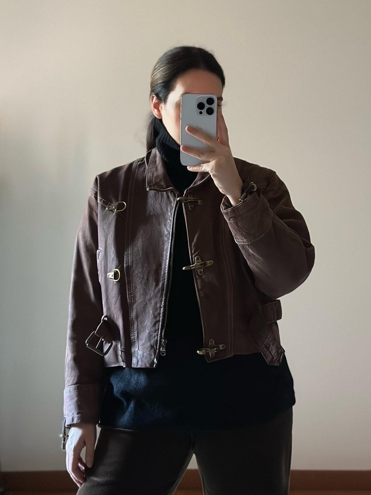 Brown Leather Biker Jacket