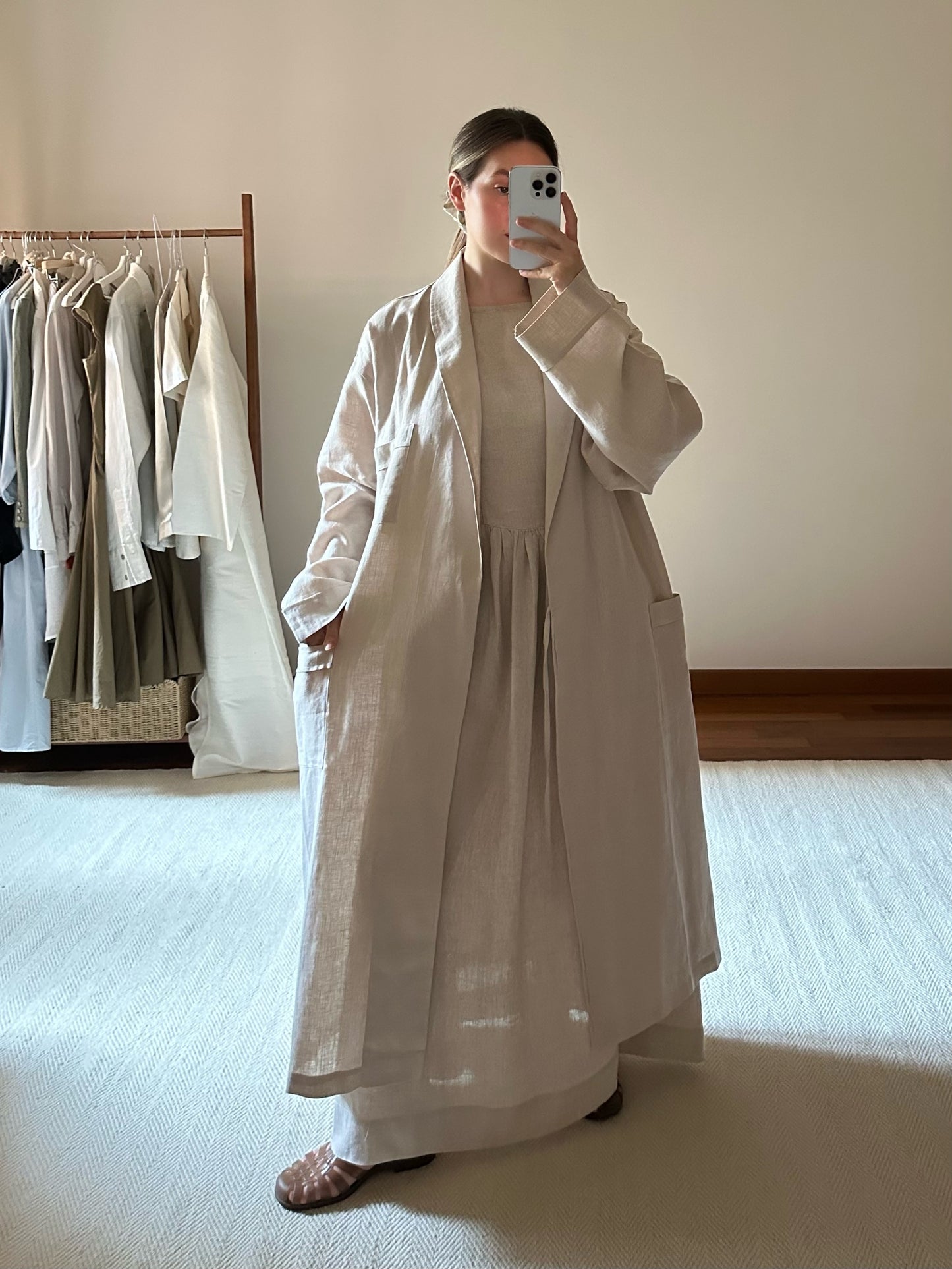 Frette 100% Linen Sand Beige Robe