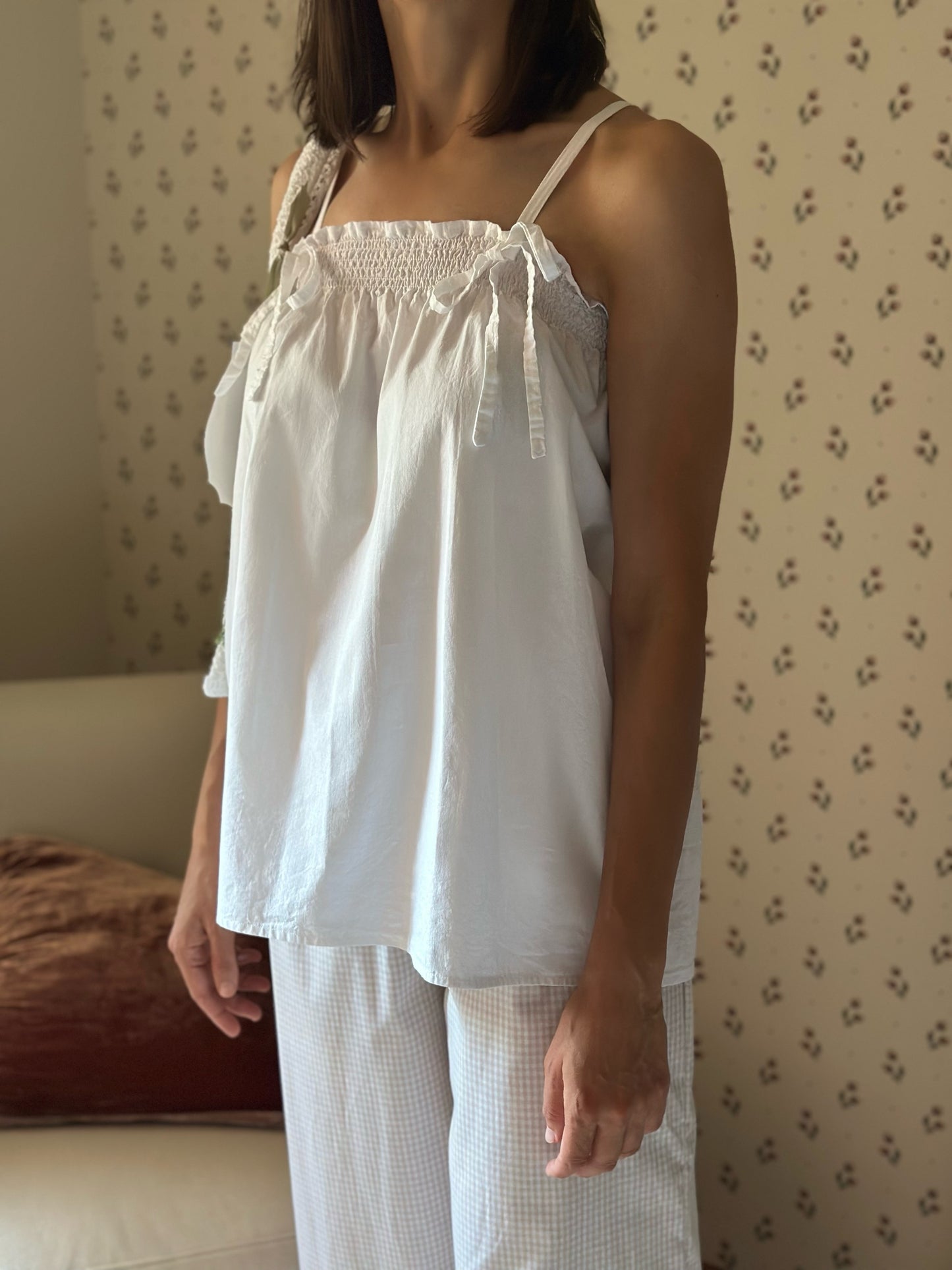 White Cotton Frill Top