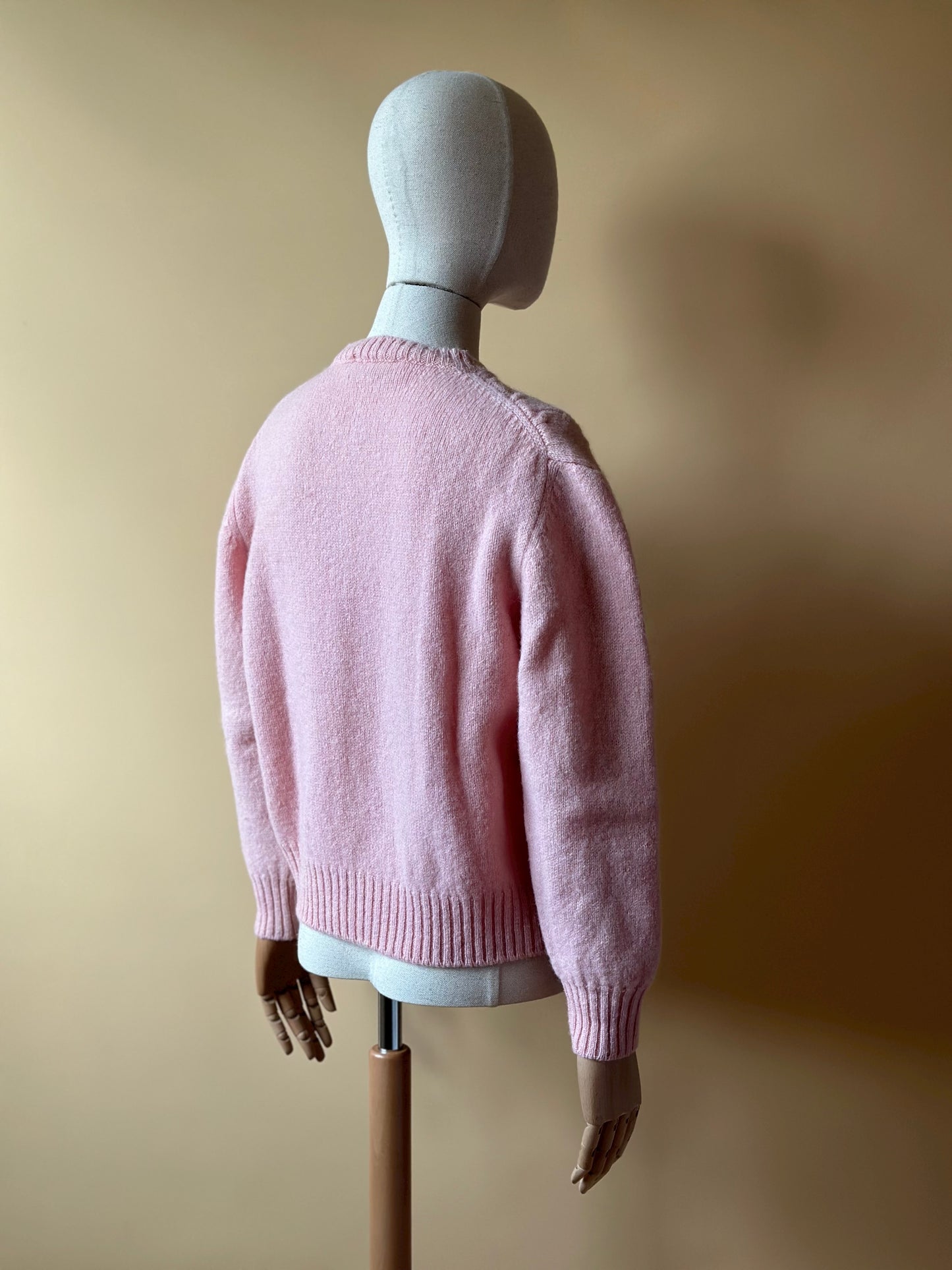 Vintage Powder Pink Woollen Cardigan