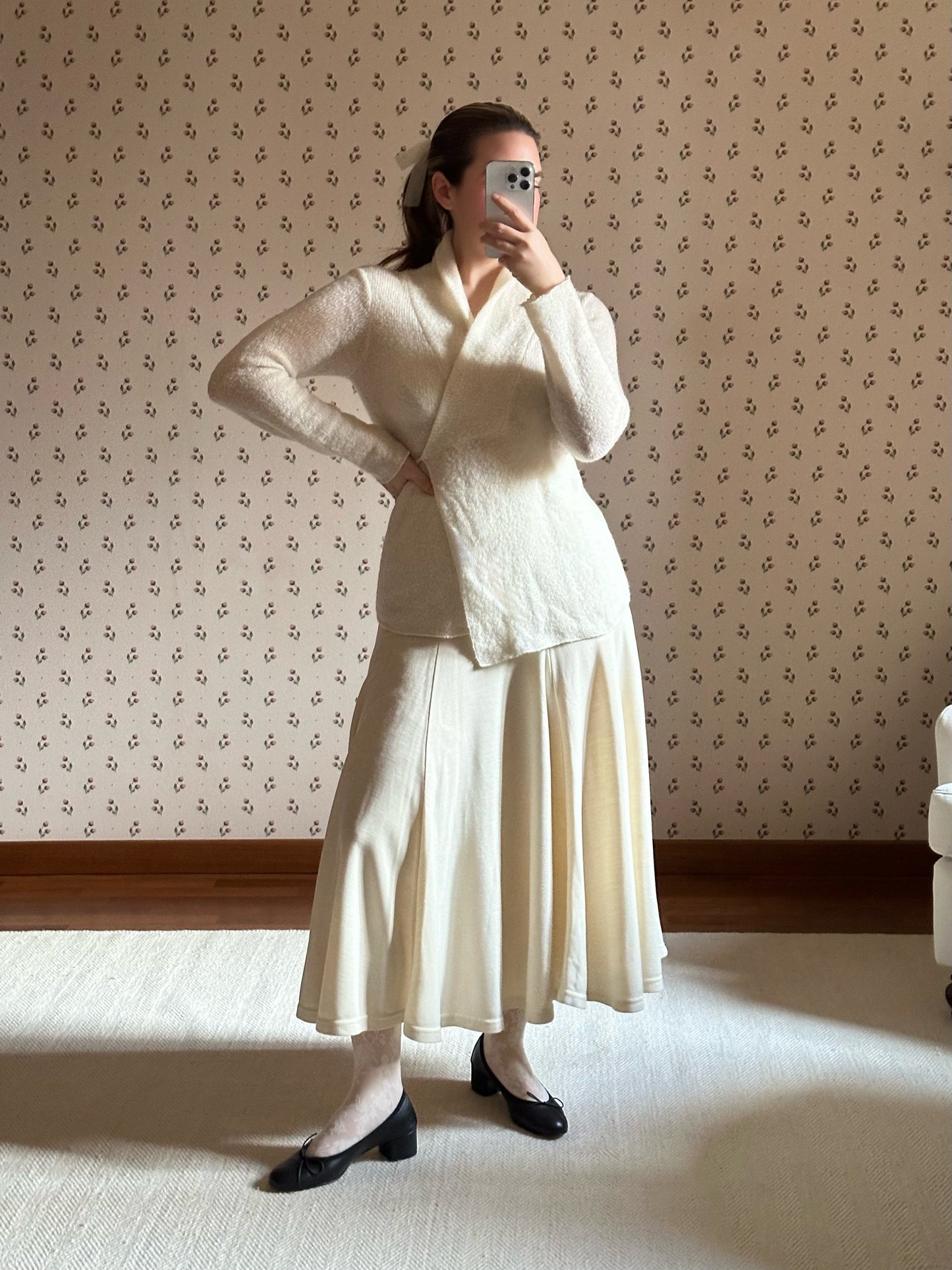 Wool & Mohair Milky White Ballet Cardigan