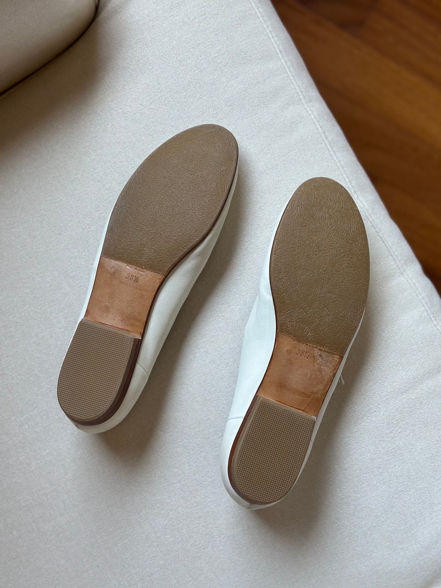 White Nappa Leather Mary Jane Shoes