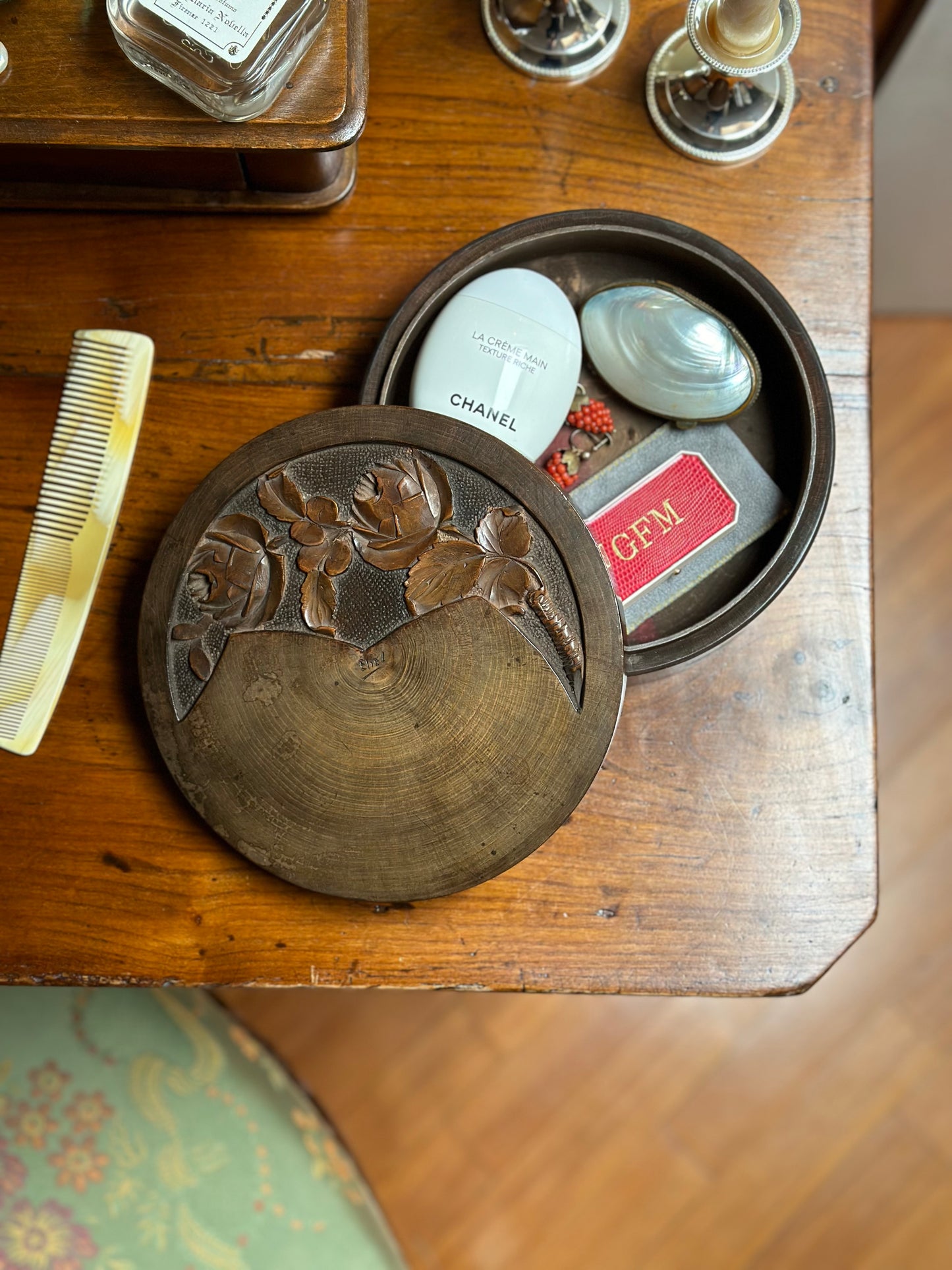 Antique Round Wooden Box