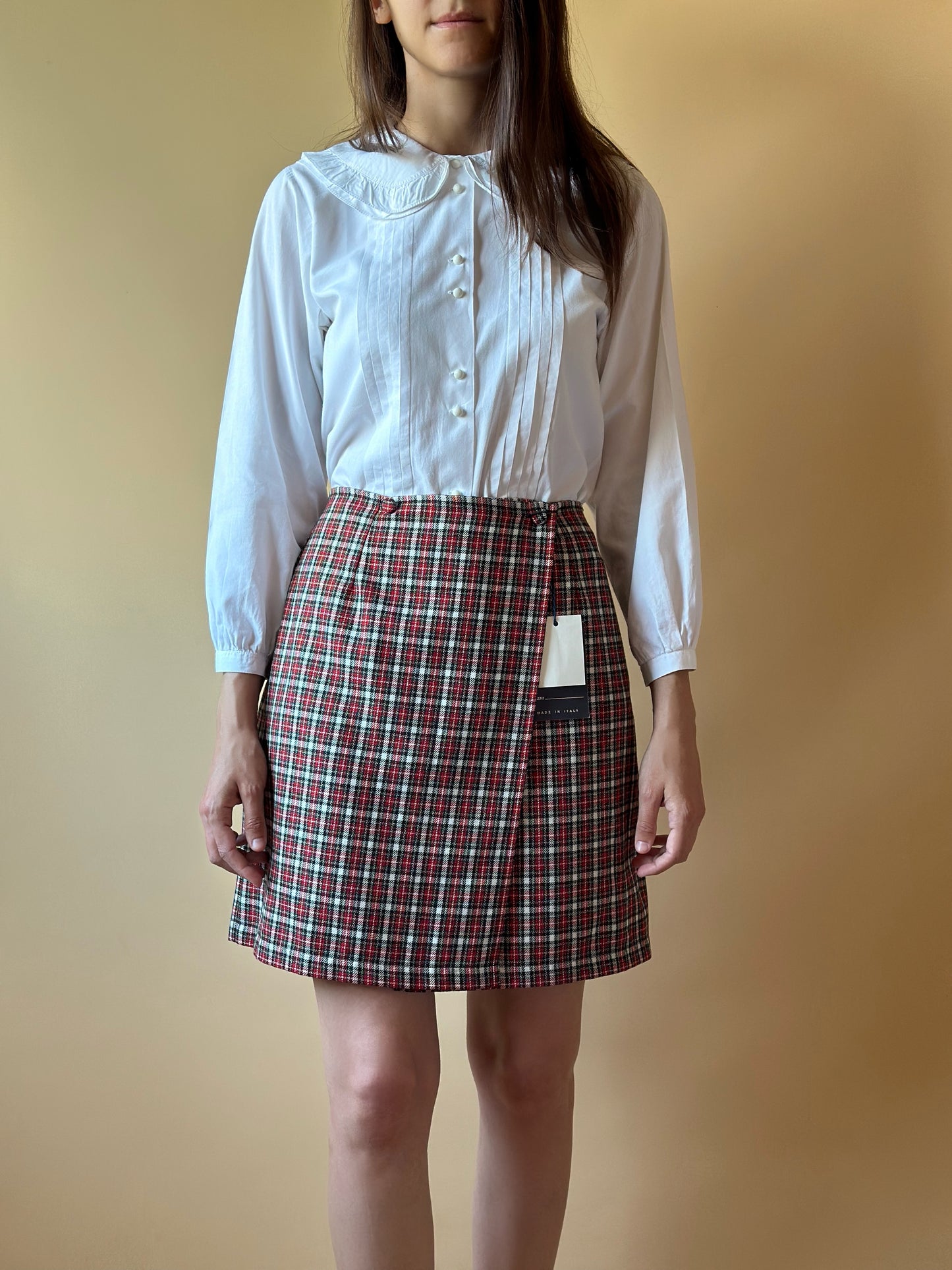 Vintage Deadstock Tartan Wrap-Up Mini Skirt