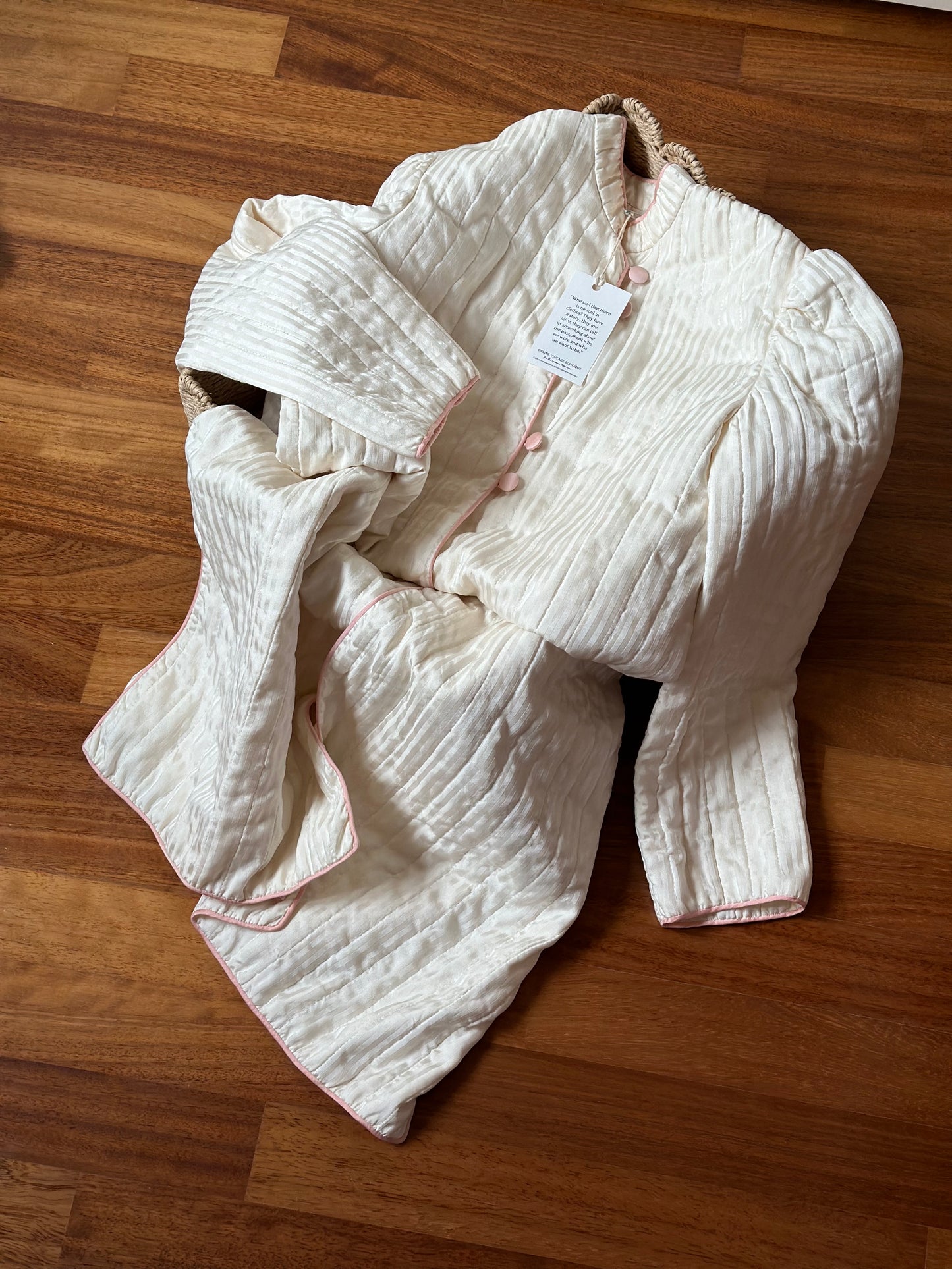 Vintage Pure Silk Quilted Dressing Gown