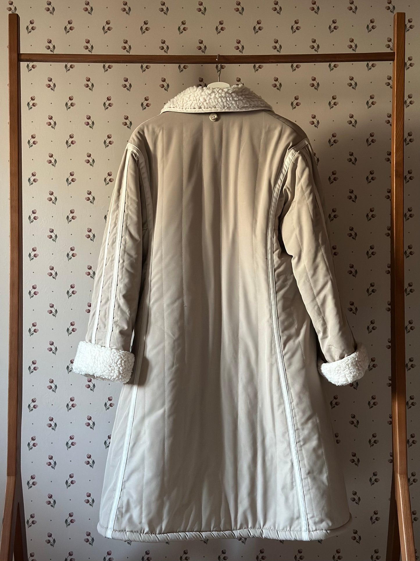 Vintage Faux Shearling Trench Coat