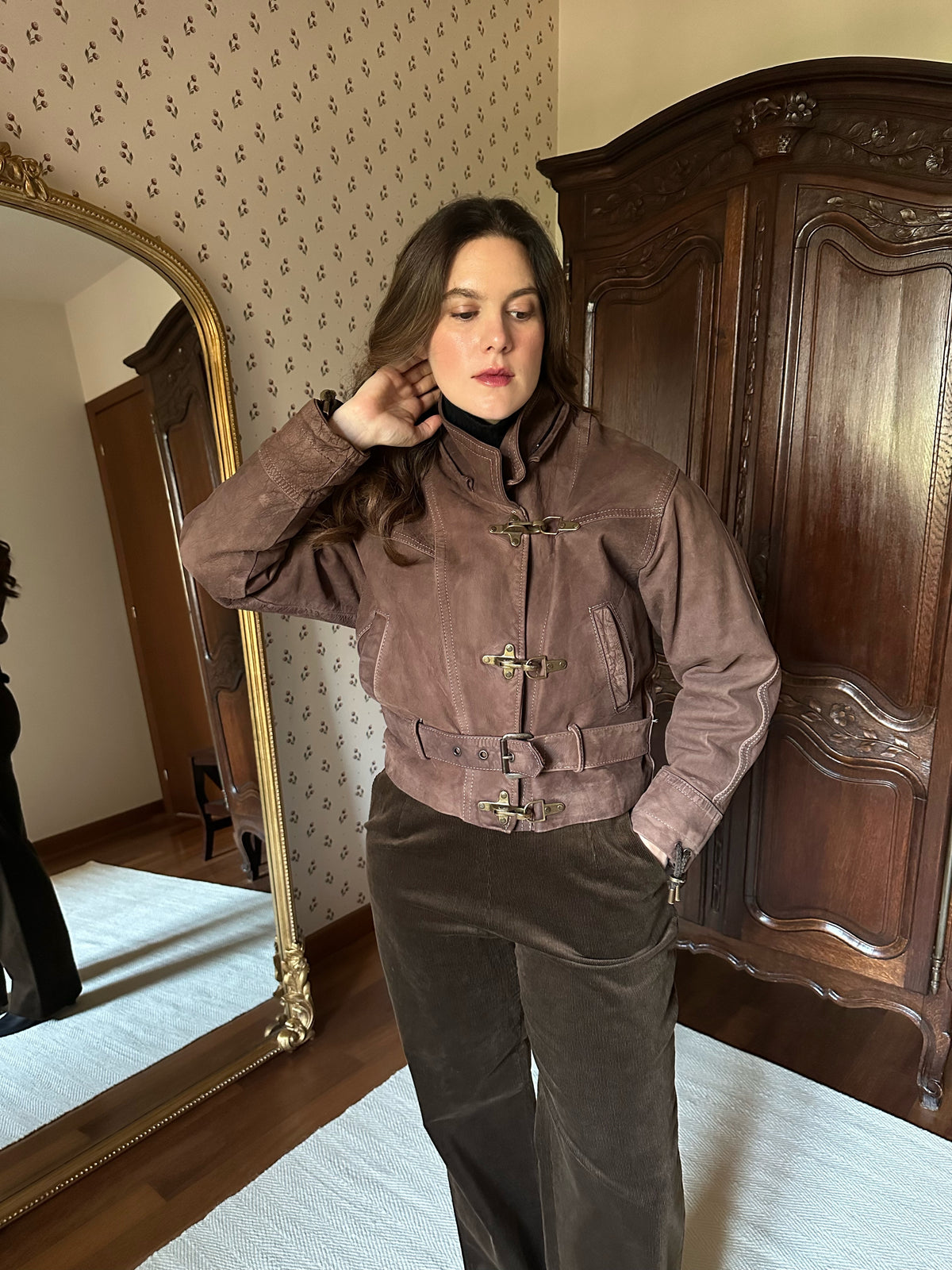 Brown Leather Biker Jacket