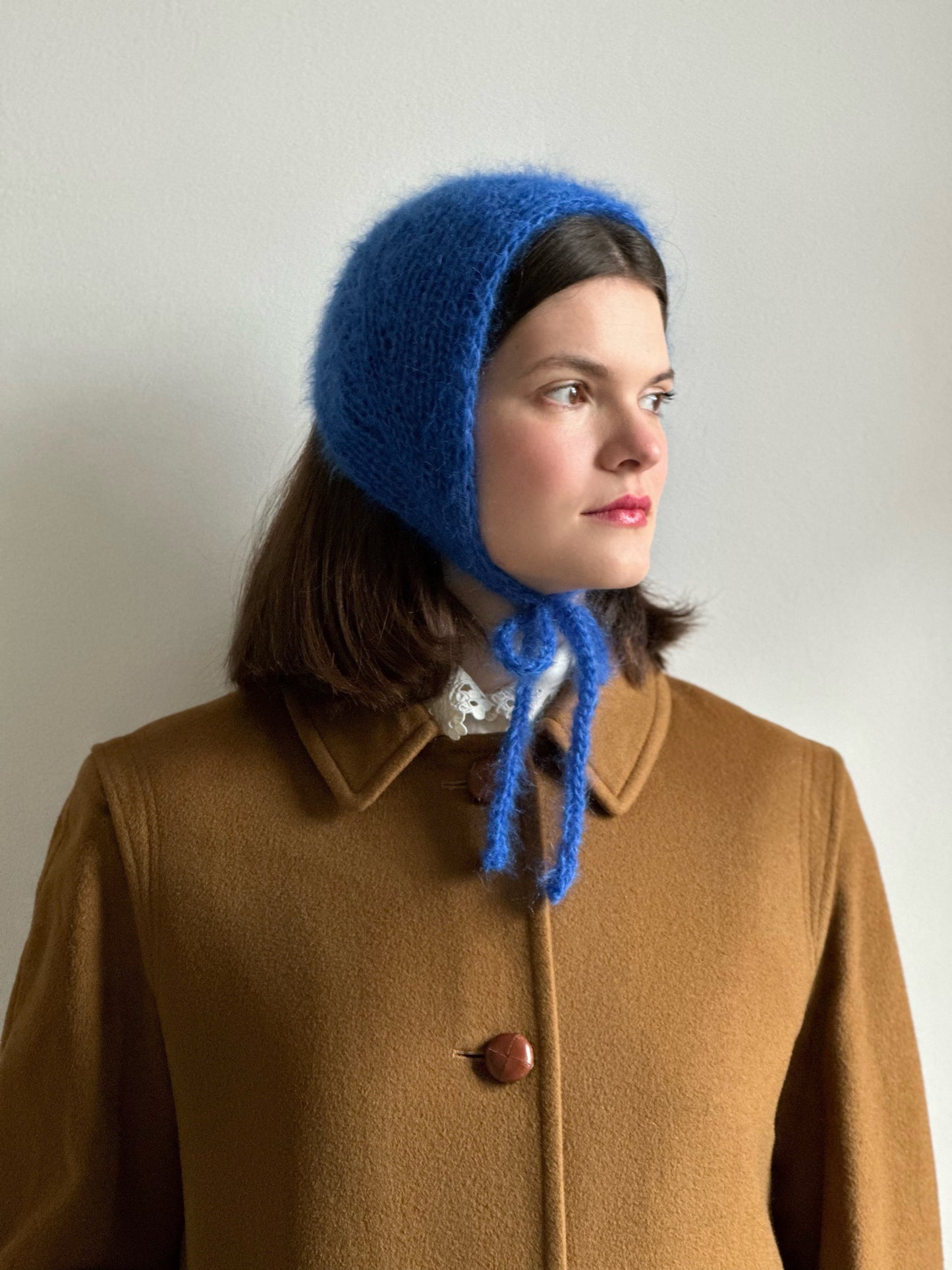 Handmade Silk & Mohair Bonnet - Electric Blue