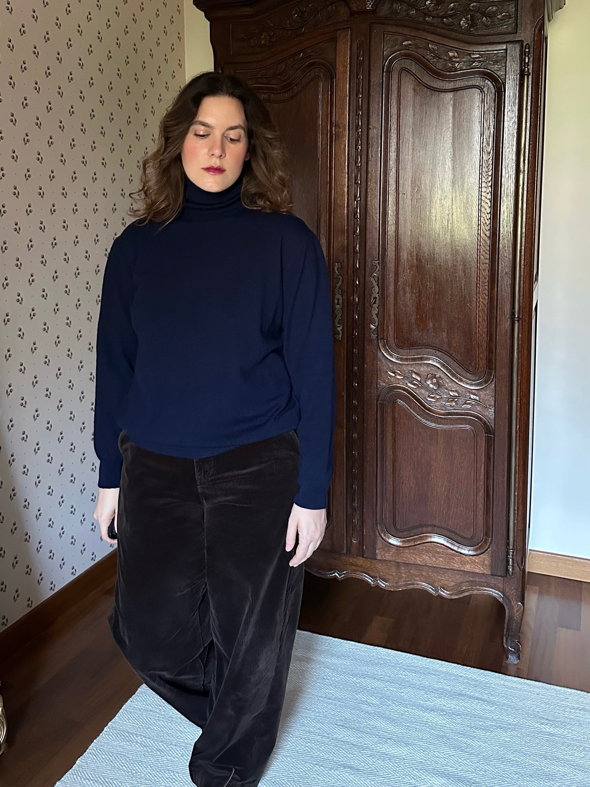 Pure Wool Navy Blue Turtleneck