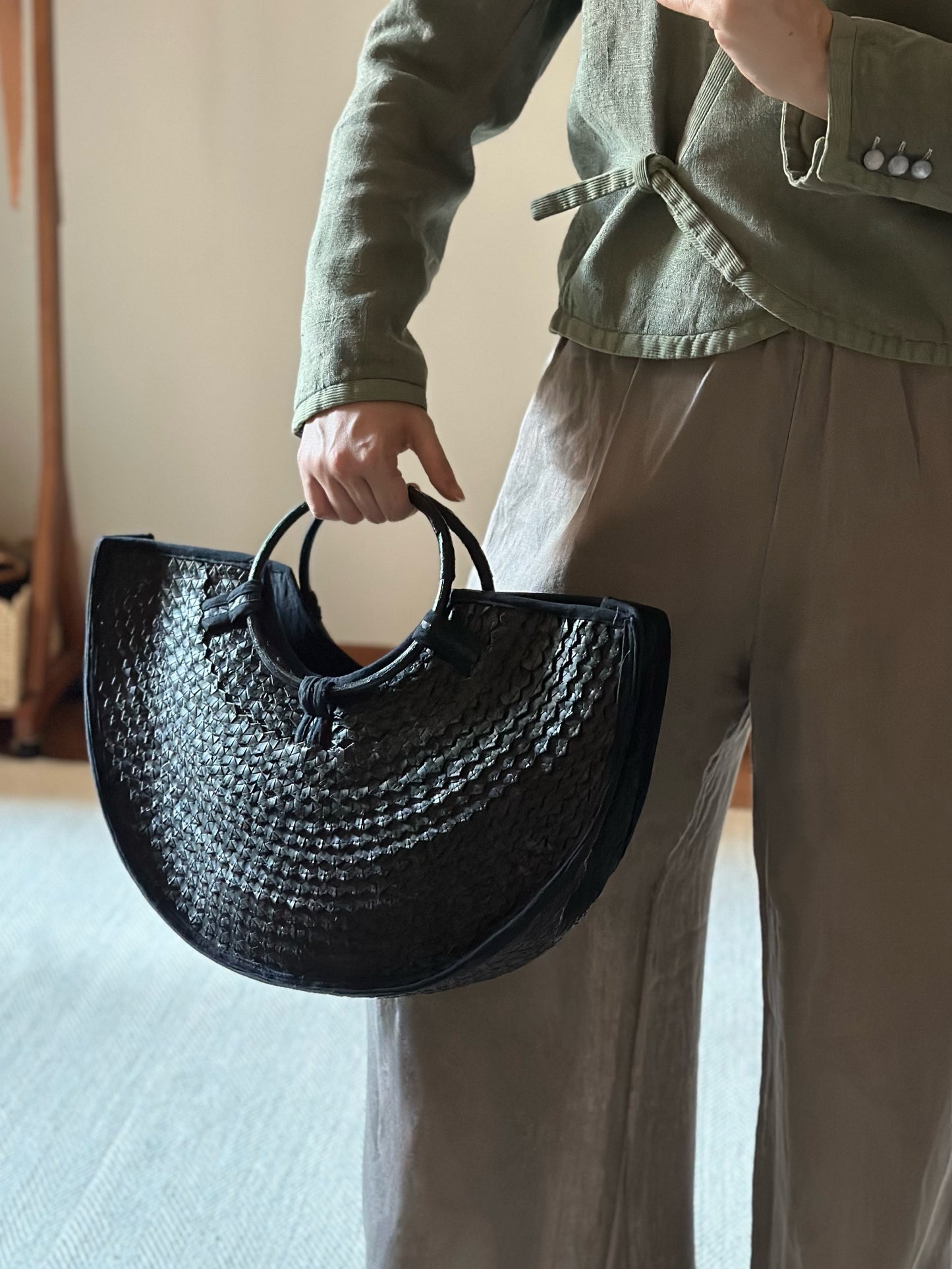Black Rafia Handbag