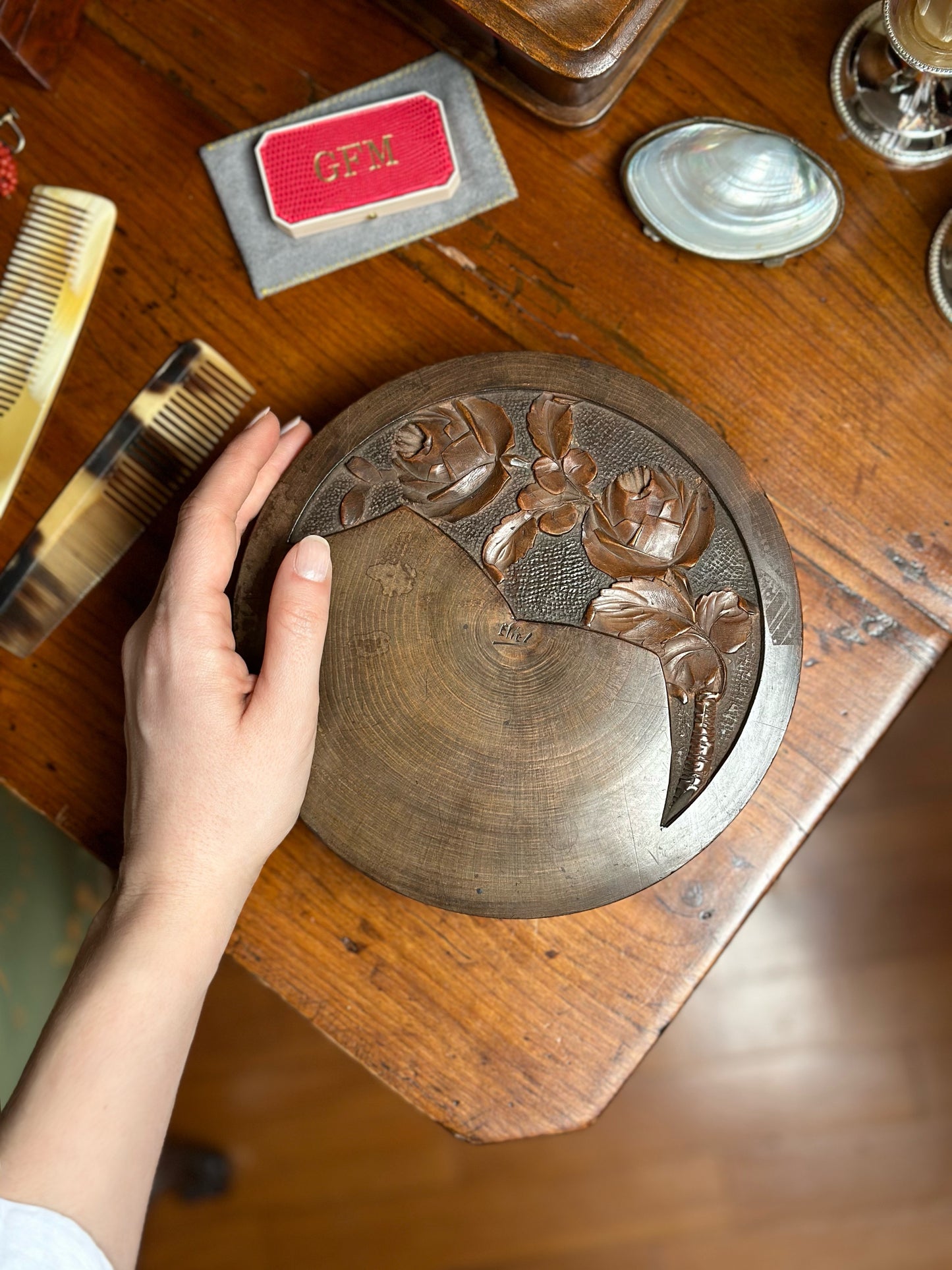 Antique Round Wooden Box