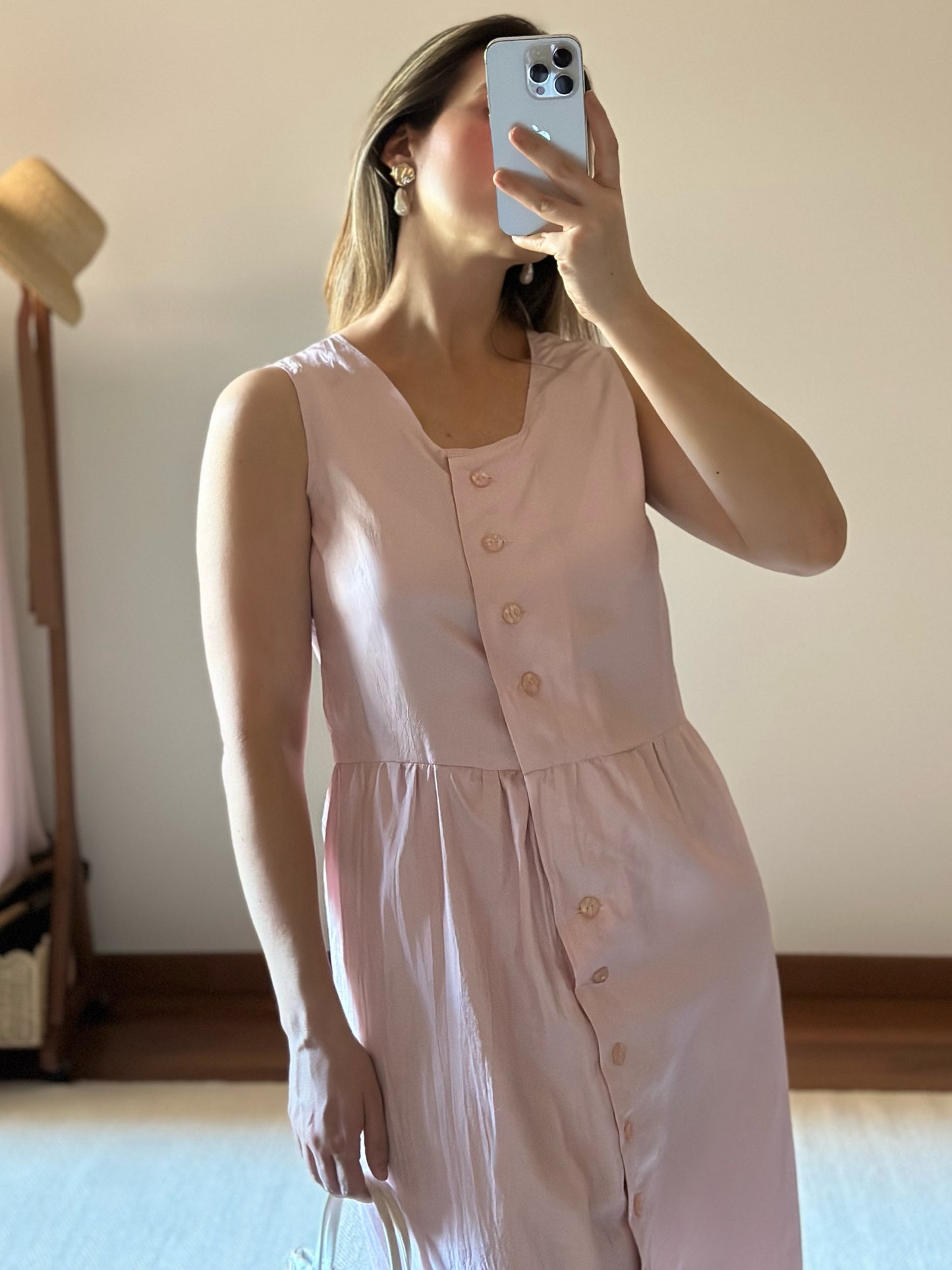 100% Silk Baby Pink Dress