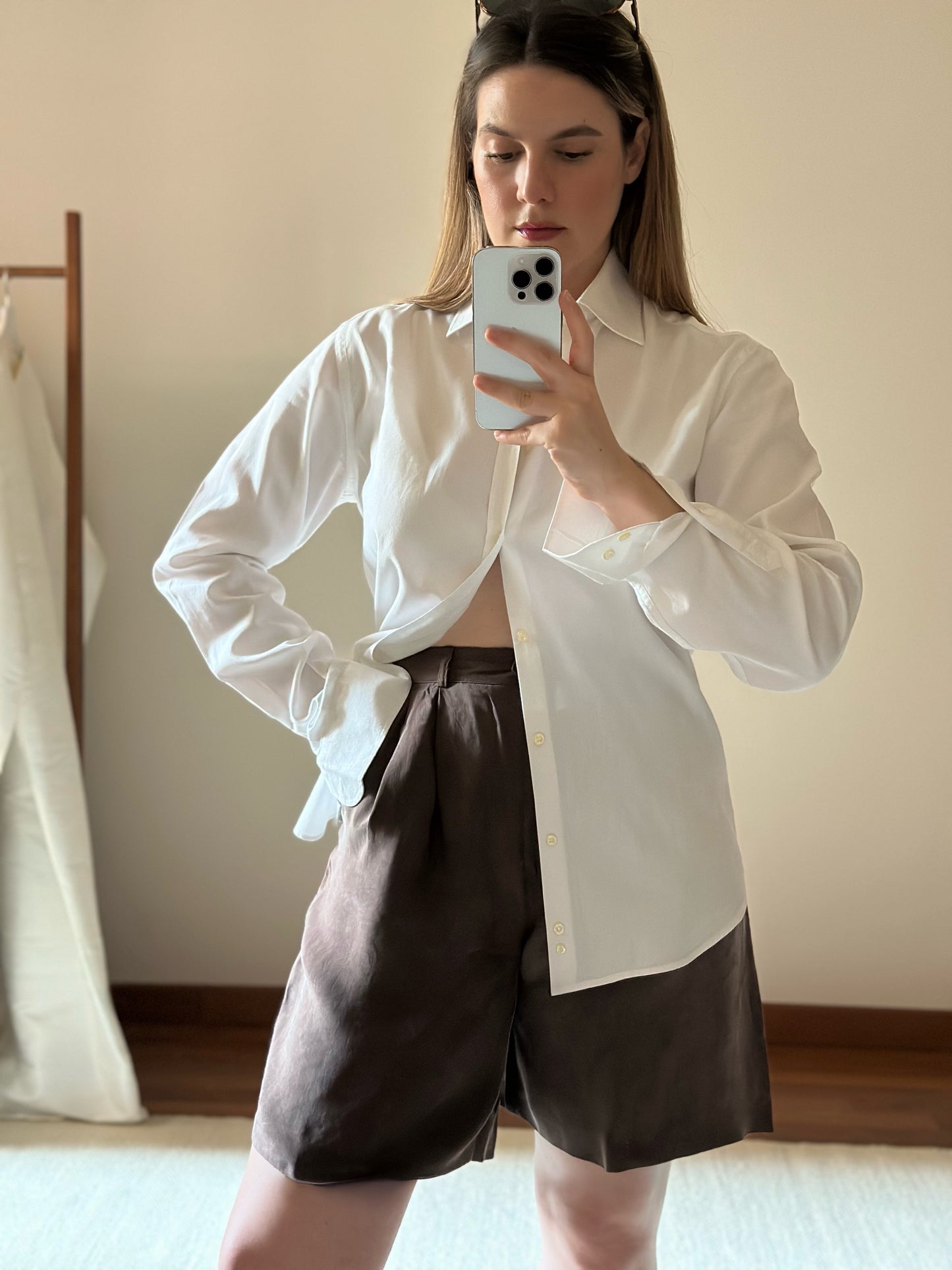 Silk Blend Chocolate Brown Shorts