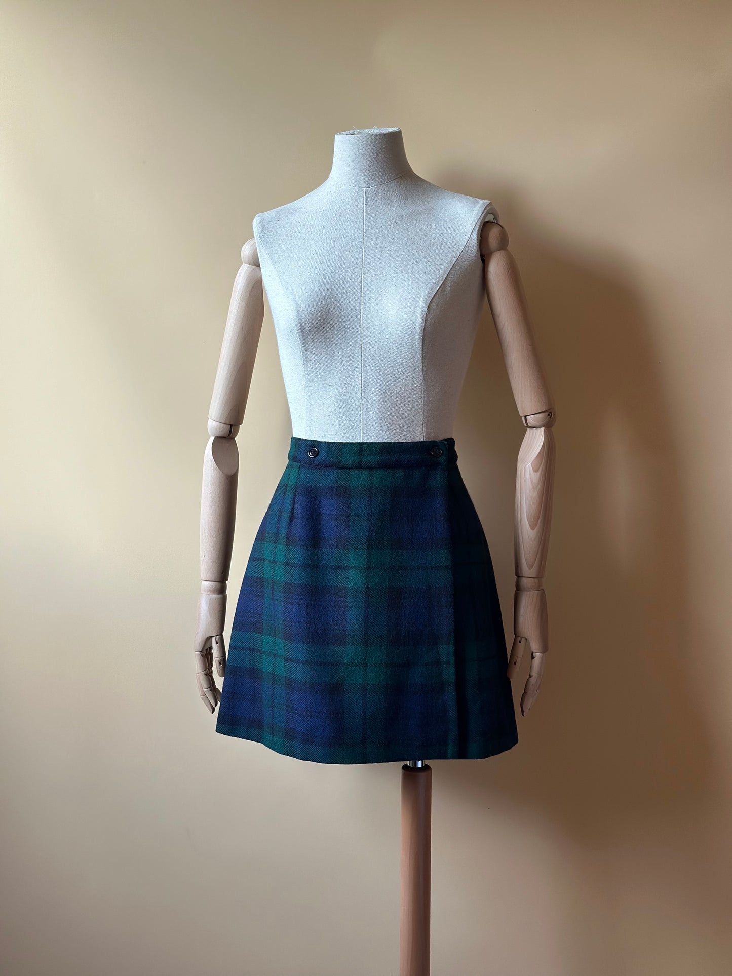 Vintage Tartan Wrap-Up Mini Skirt