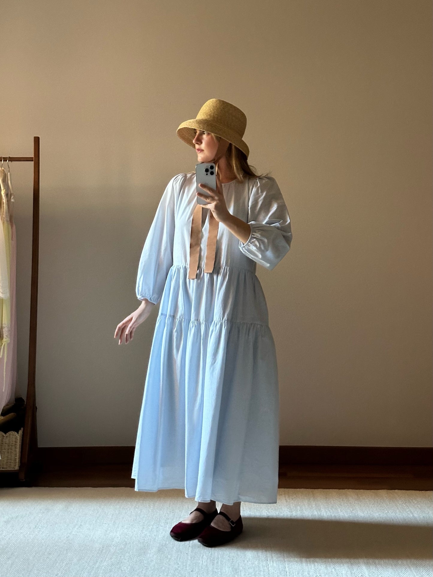 Pure Organic Cotton Light Blue Tiered Dress