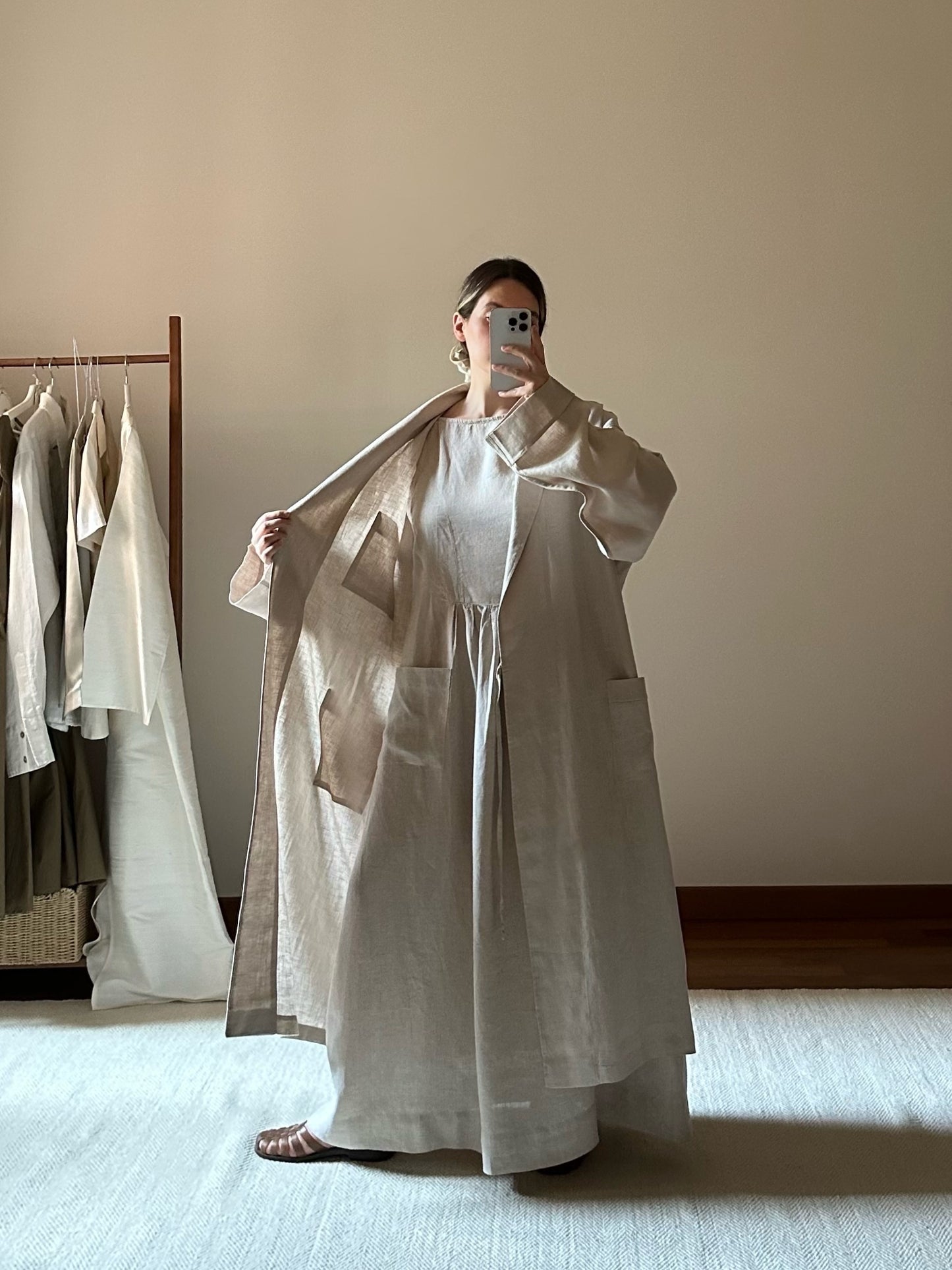 Frette 100% Linen Sand Beige Robe