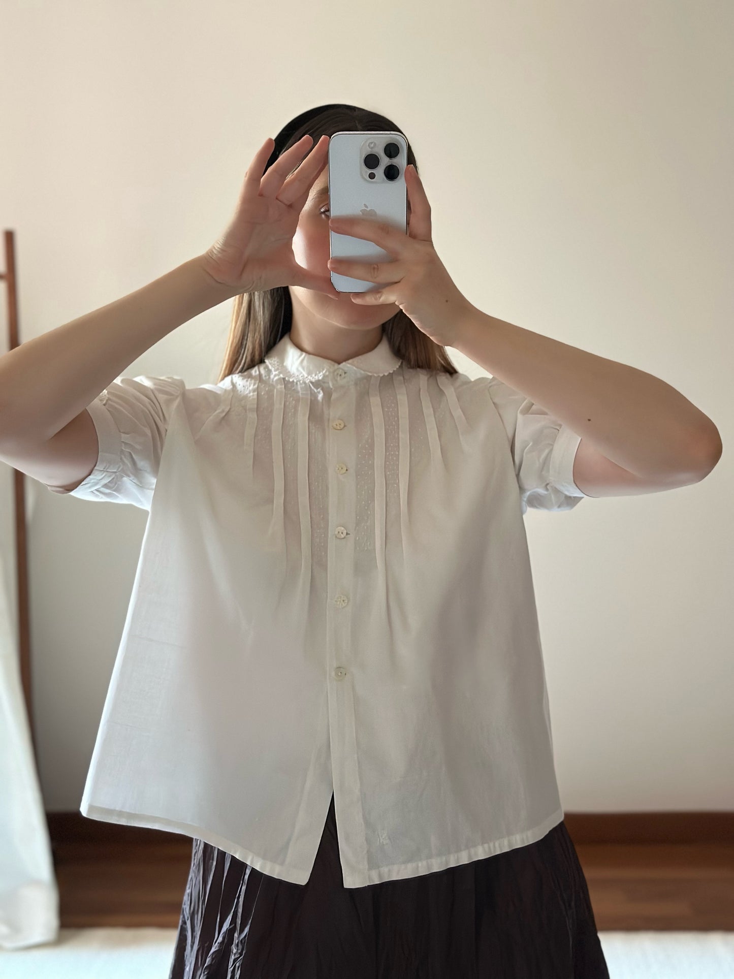 Romantic Short Sleeved White Blouse