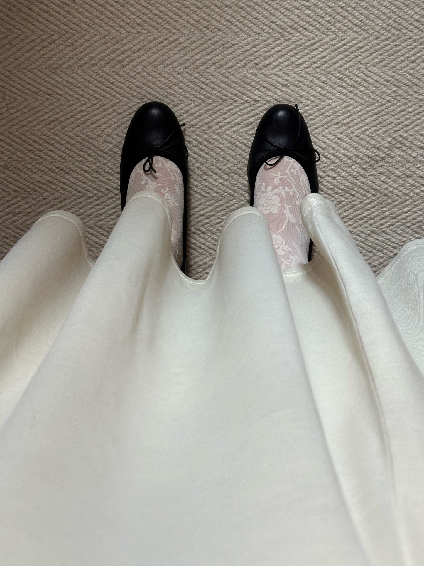 Wool Blend Ivory Circle Skirt