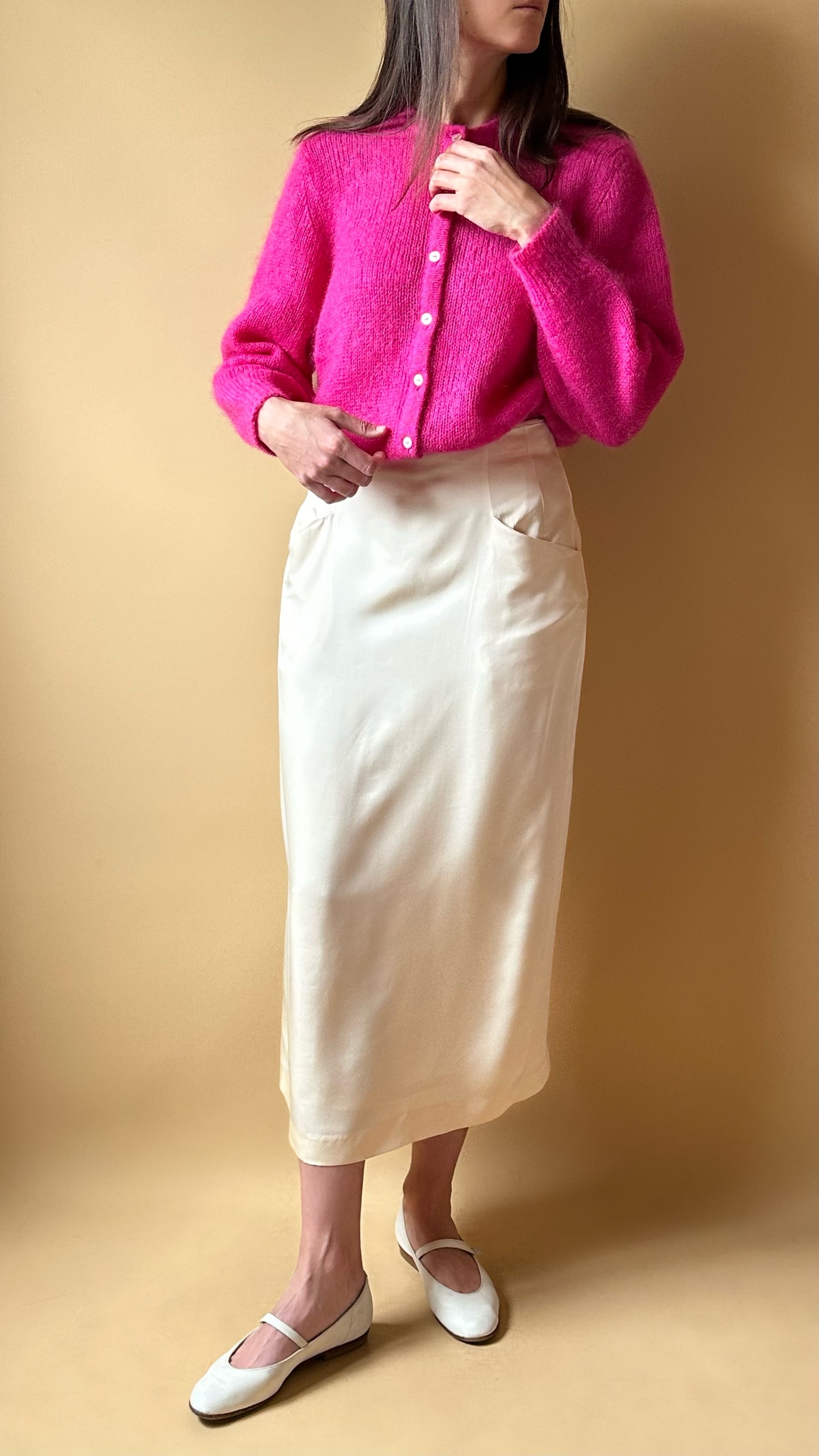 Vintage Pure Silk Ivory Skirt
