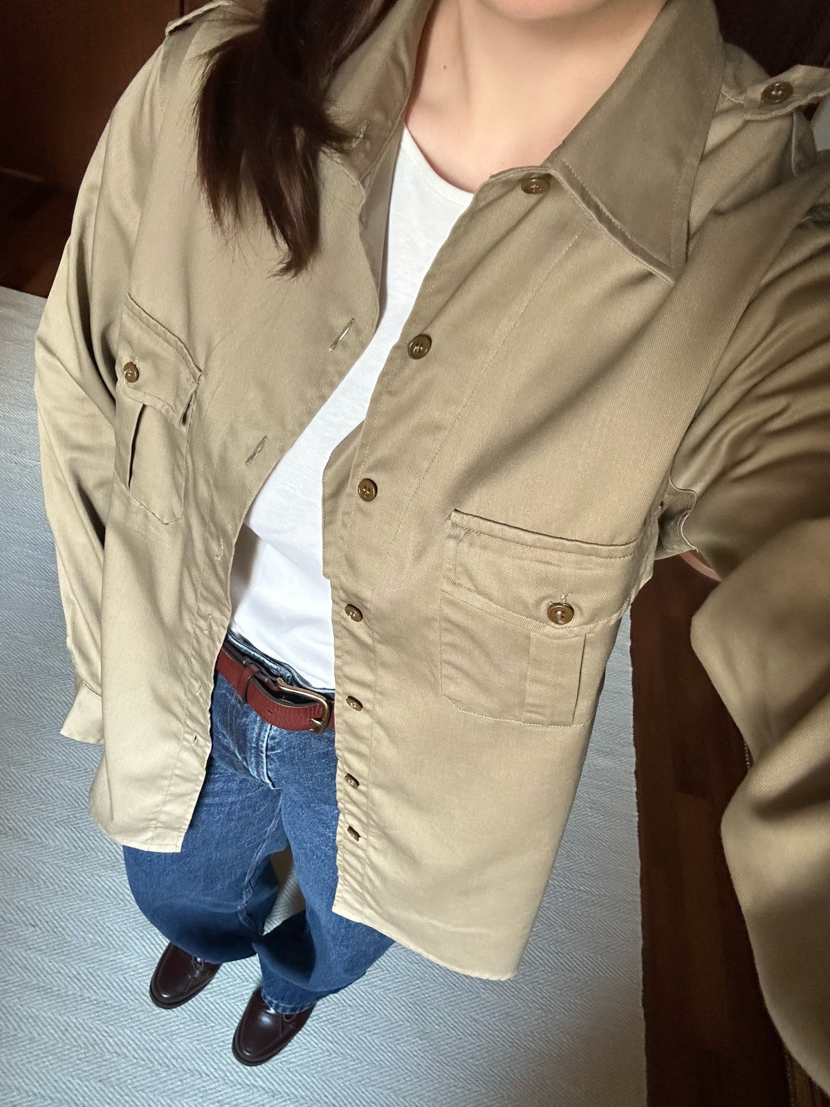 Khaki Cotton Military Shirt