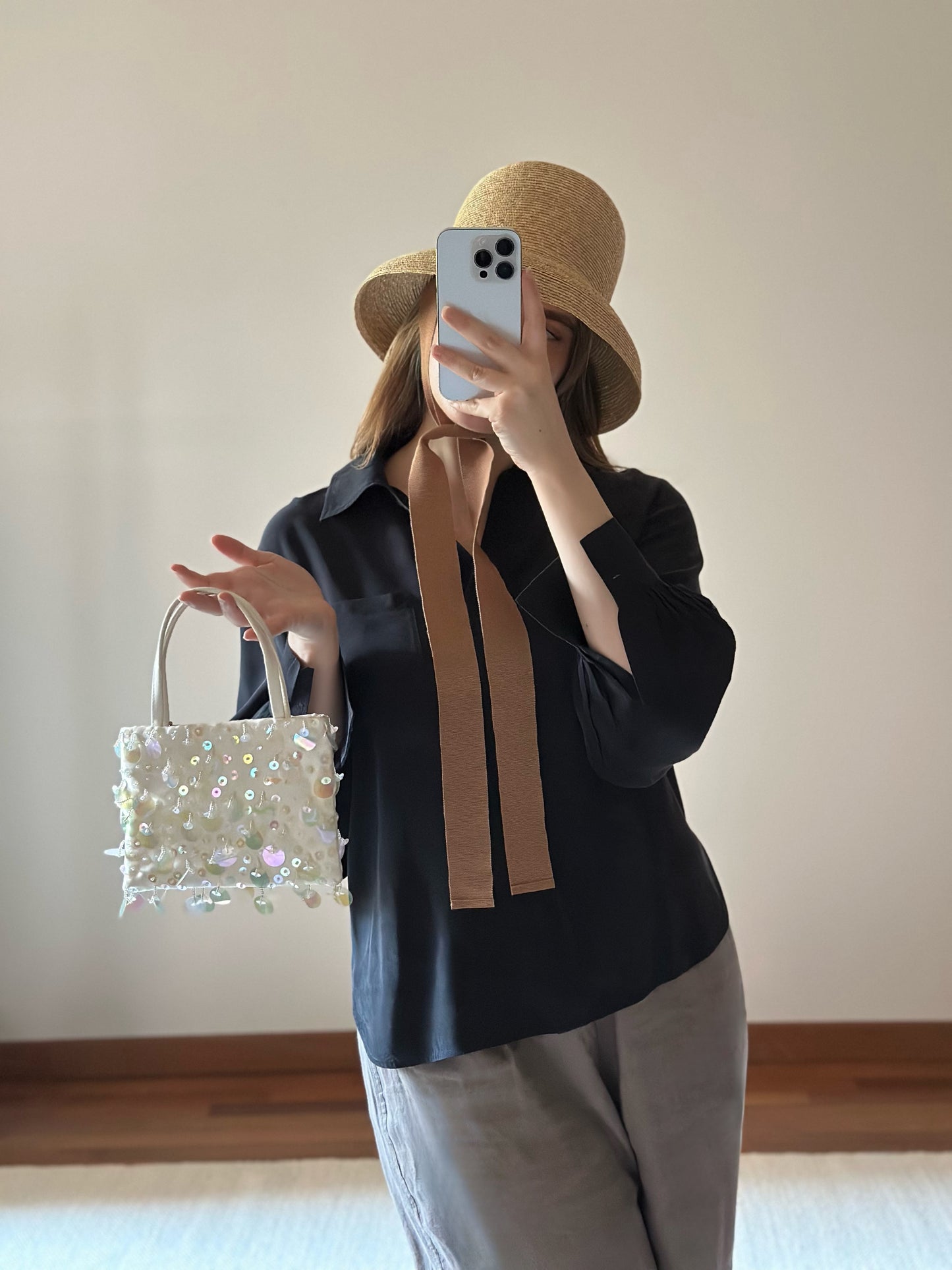 Francesco Biasia Satin & Pailettes Mini Handbag