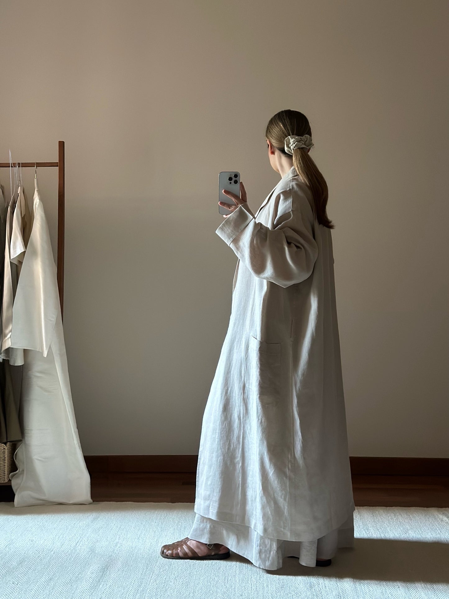 Frette 100% Linen Sand Beige Robe