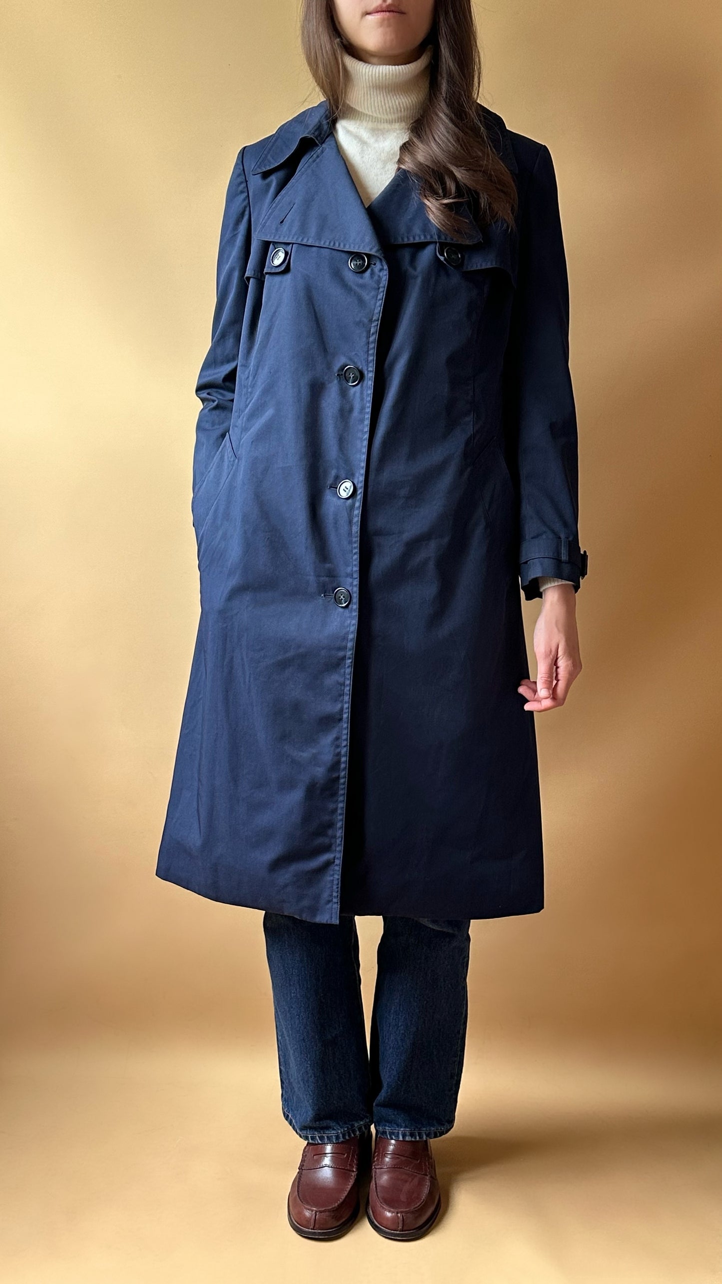 Vintage Sealup Navy Blue Trench Coat