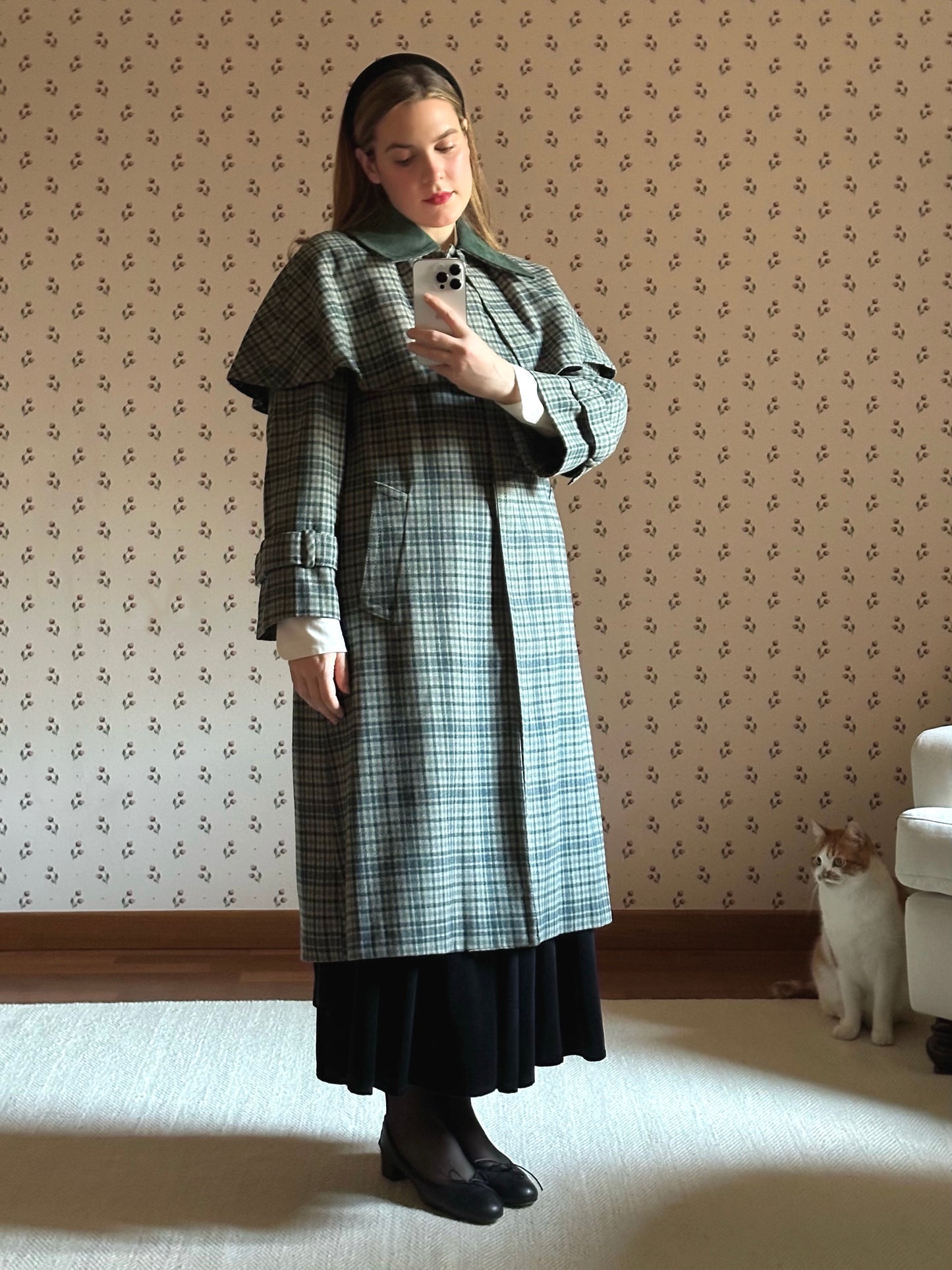 Green Tartan Cape Coat