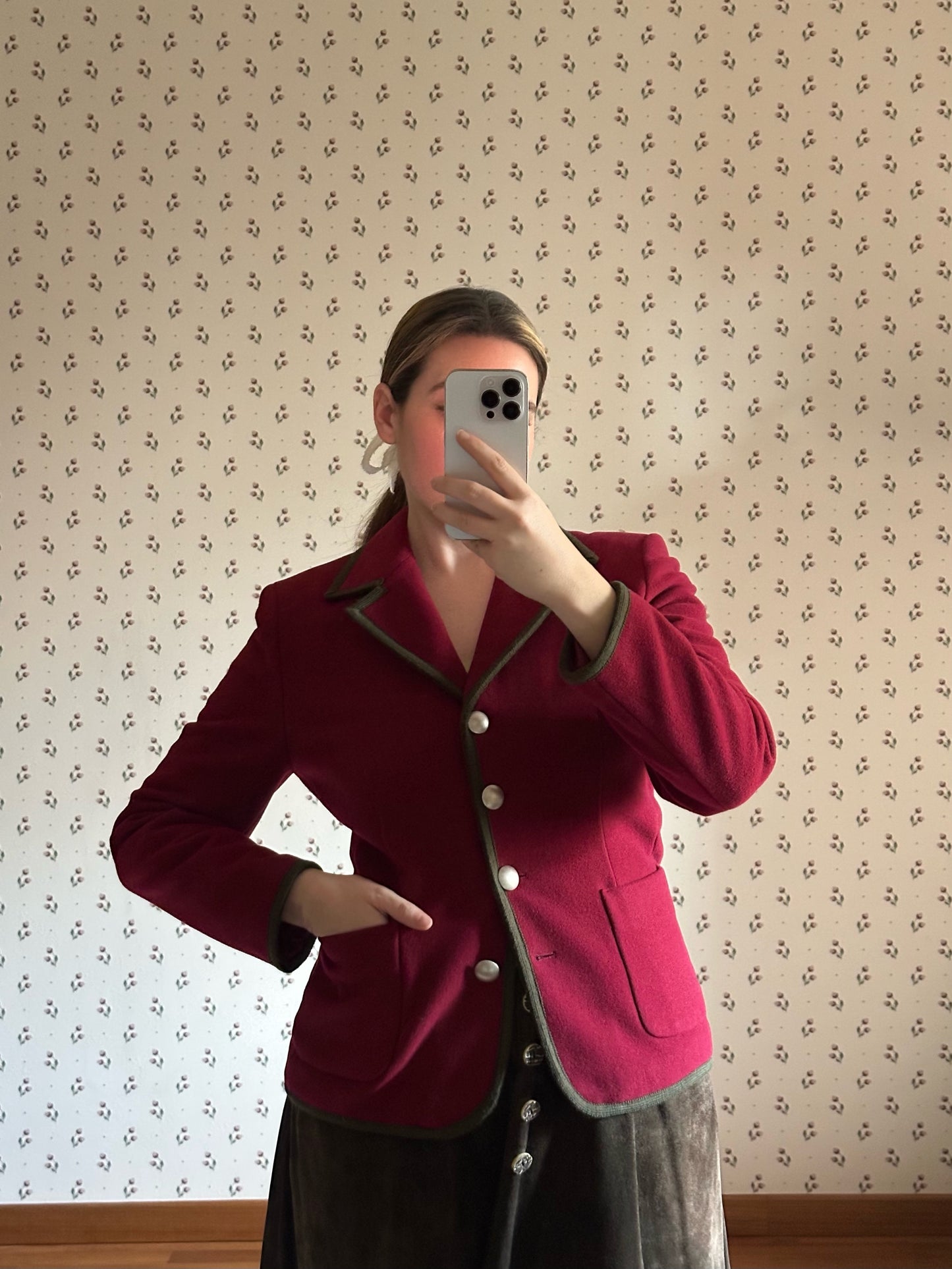 Vintage Burgundy Wool & Cashmere Blazer