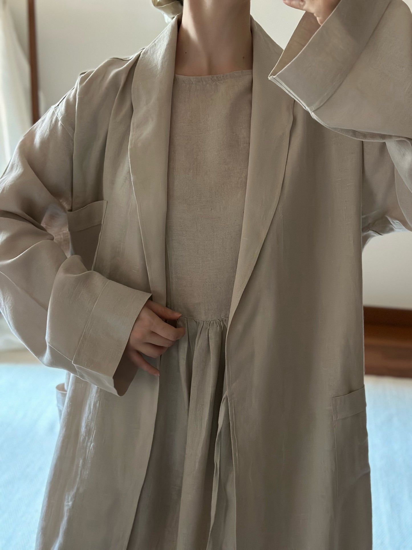 Frette 100% Linen Sand Beige Robe
