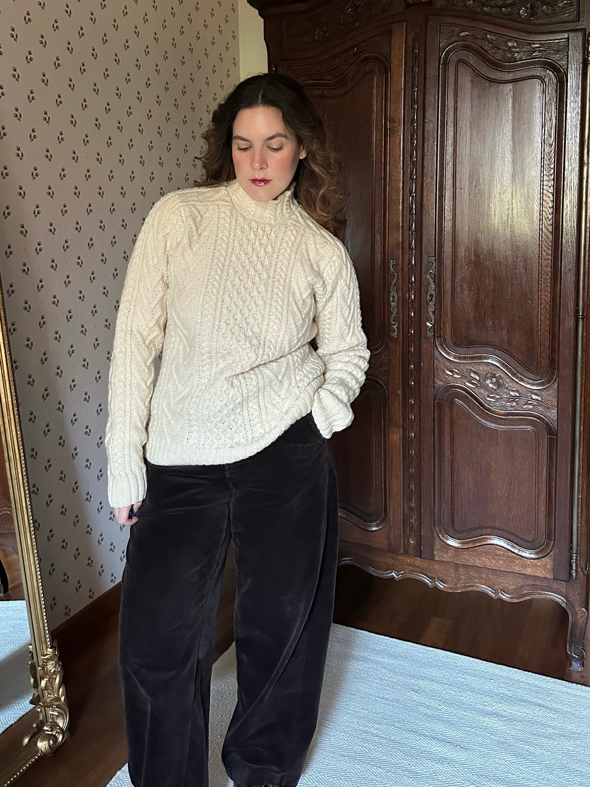 Ralph Lauren White Hand Knit 100% Wool Sweater