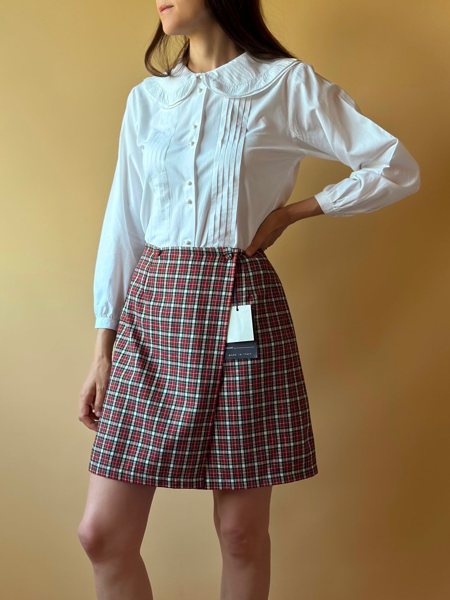 Vintage Deadstock Tartan Wrap-Up Mini Skirt