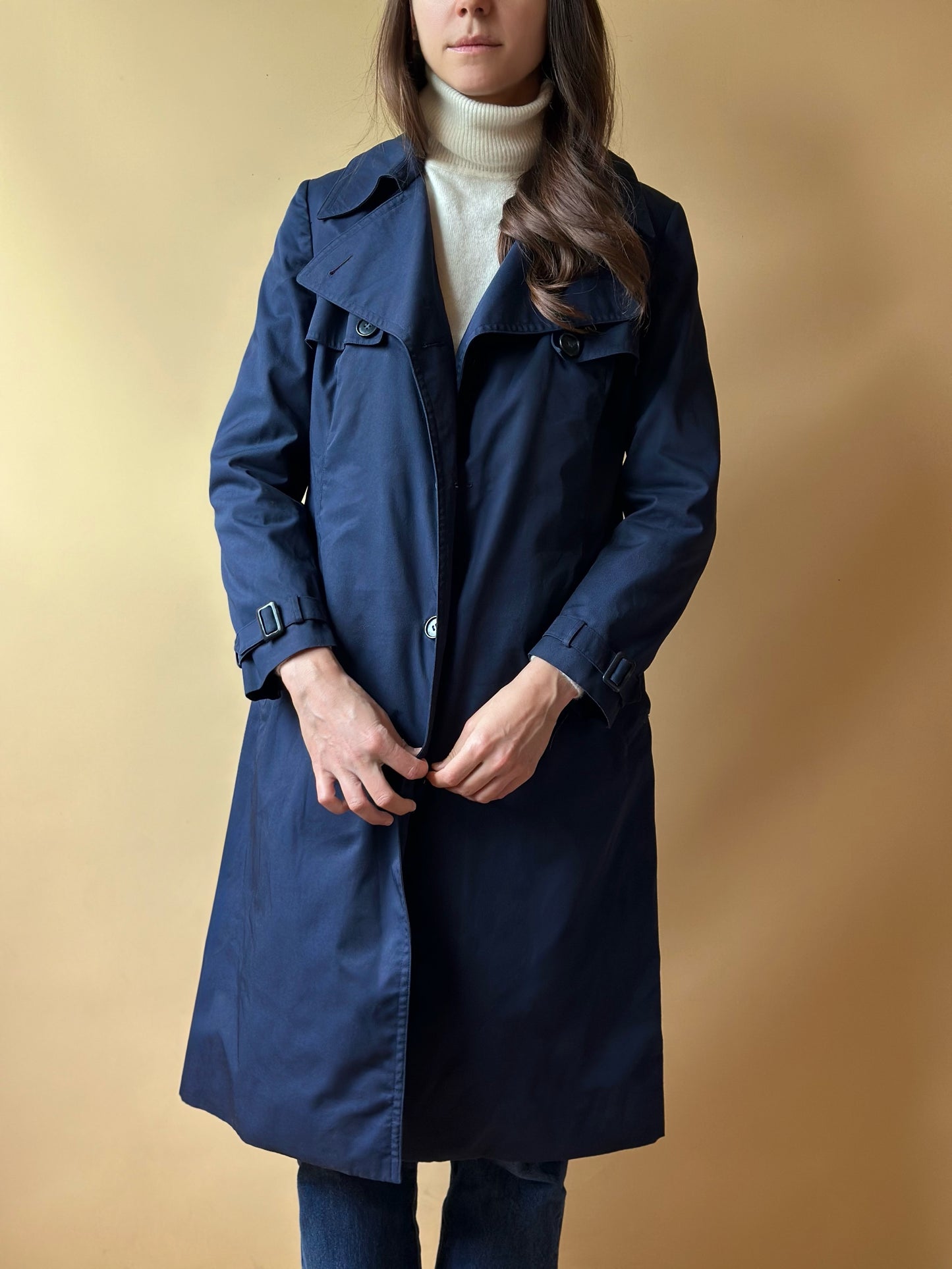 Vintage Sealup Navy Blue Trench Coat