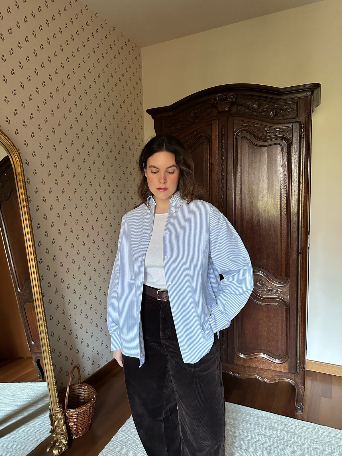 Light Blue & White Striped Cotton Shirt