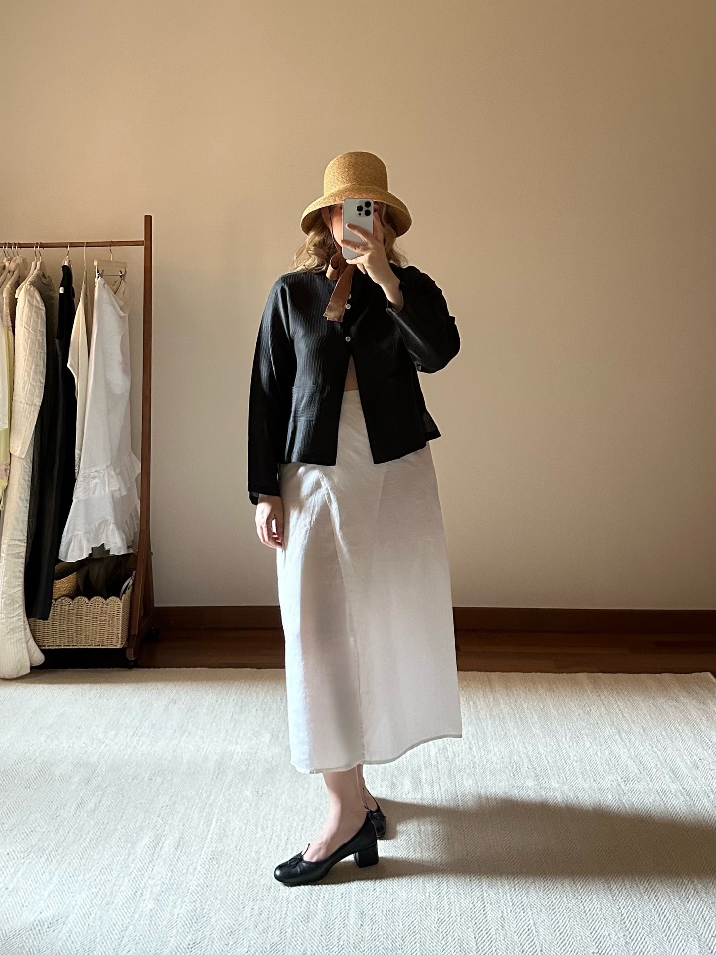 Pure Linen White Wrap-Up Skirt