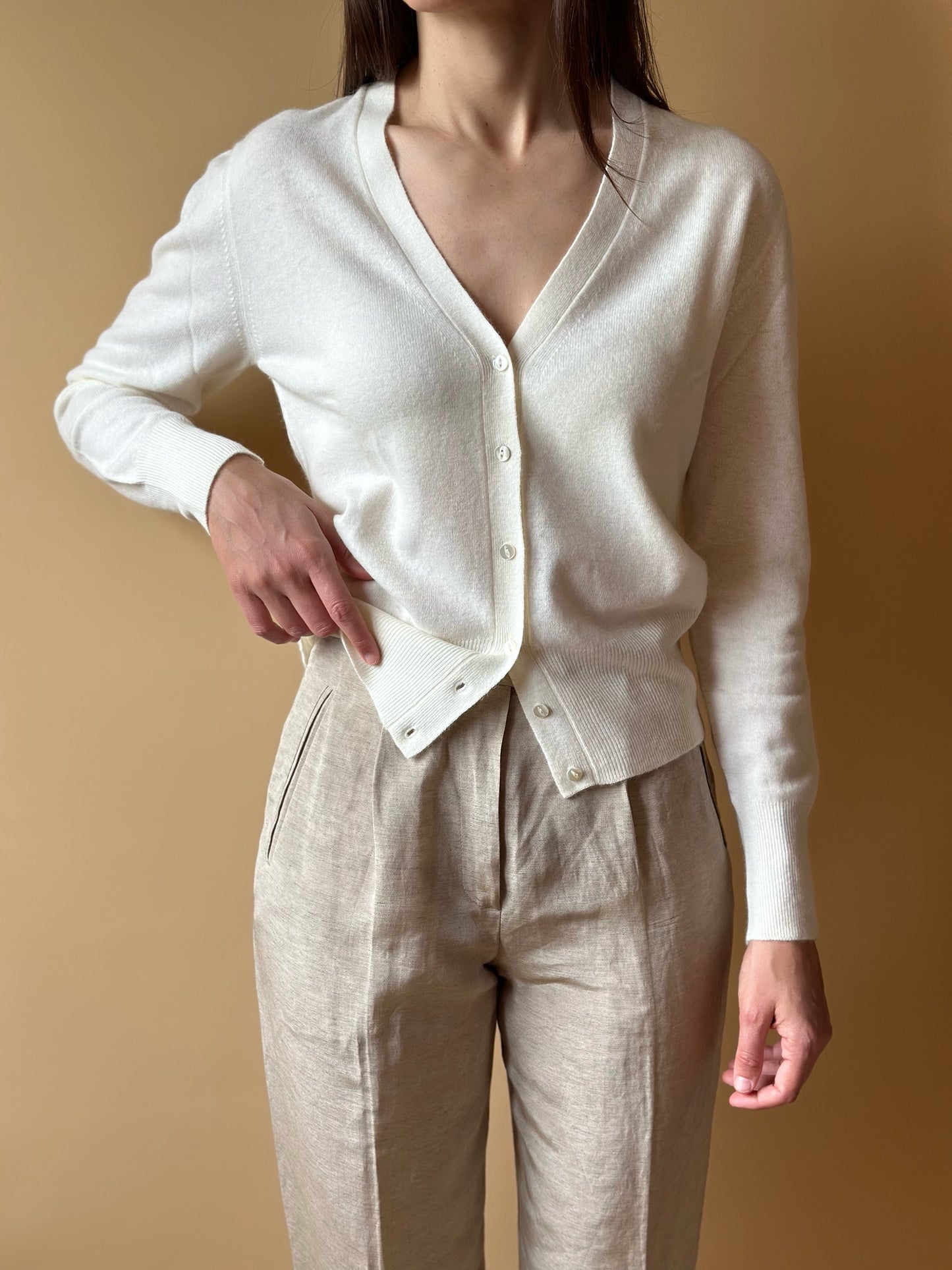 Vintage Max Mara Beige Silk Trousers