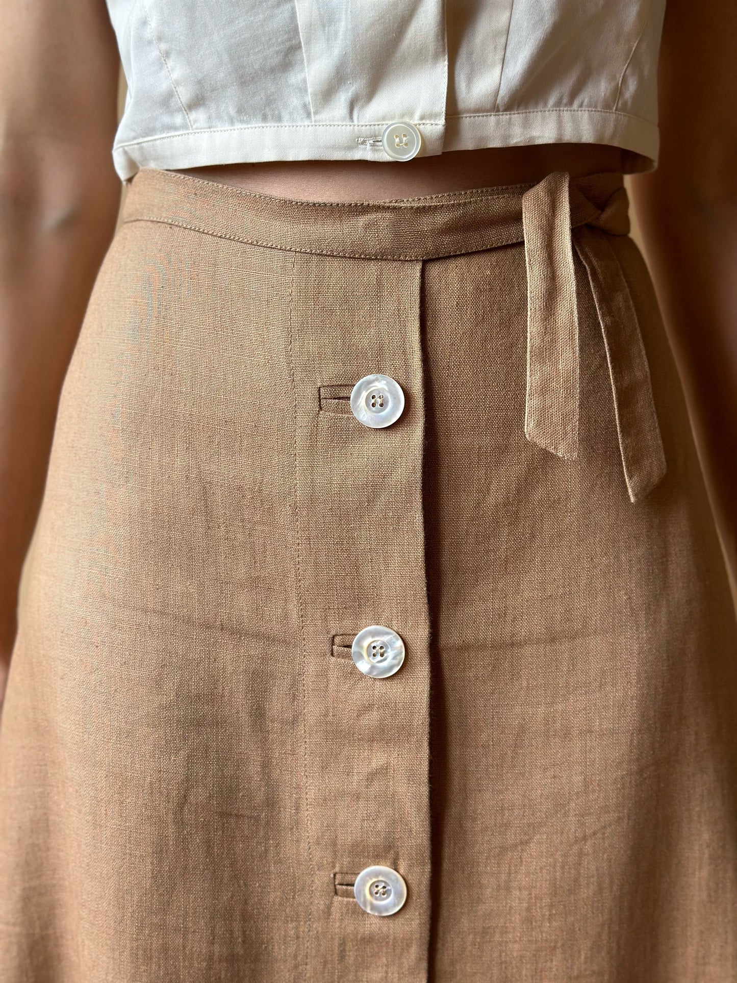 Vintage Max Mara Pure Linen Midi Skirt