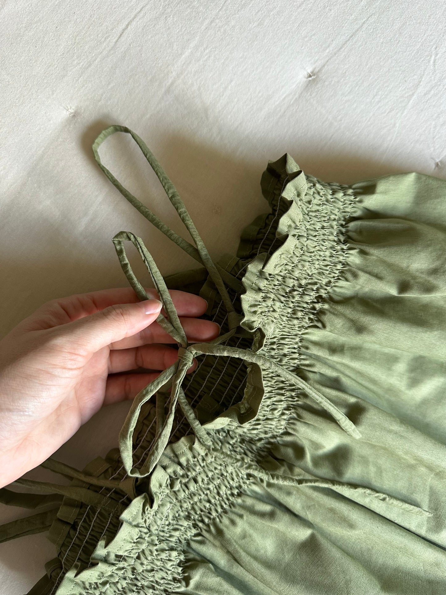 Green Cotton Frill Top