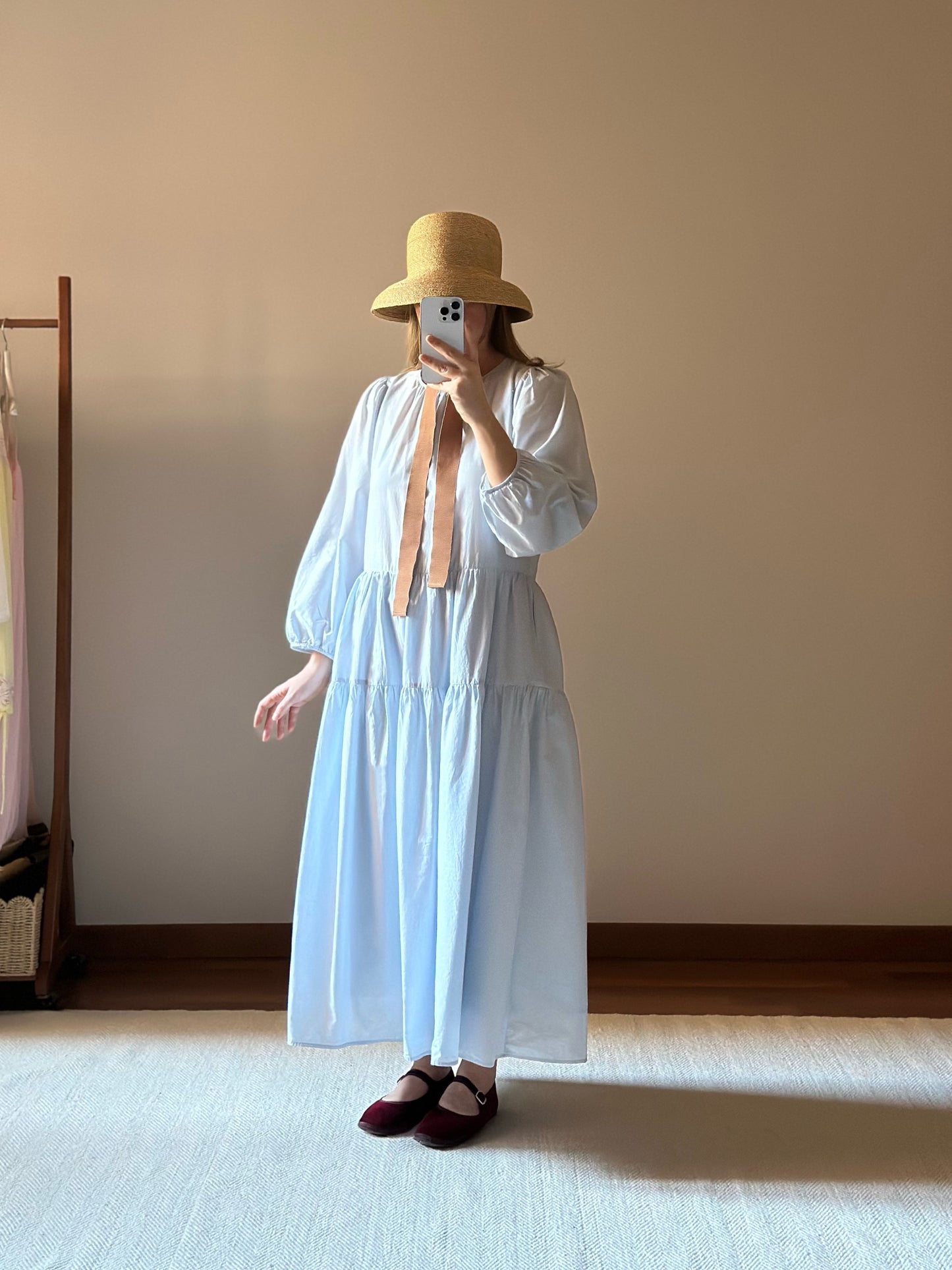 Pure Organic Cotton Light Blue Tiered Dress
