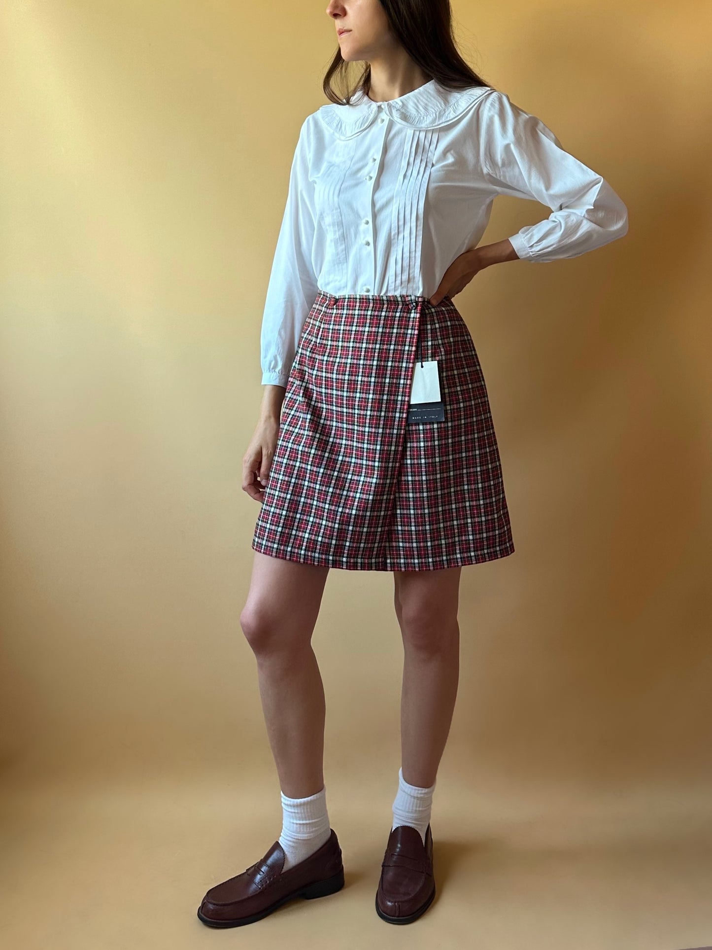 Vintage Deadstock Tartan Wrap-Up Mini Skirt