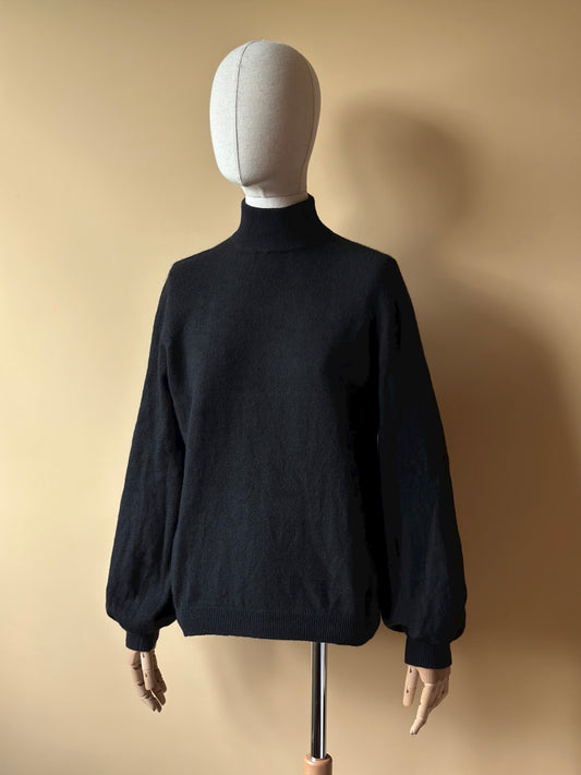 100% Cashmere Black Mock Neck Sweater