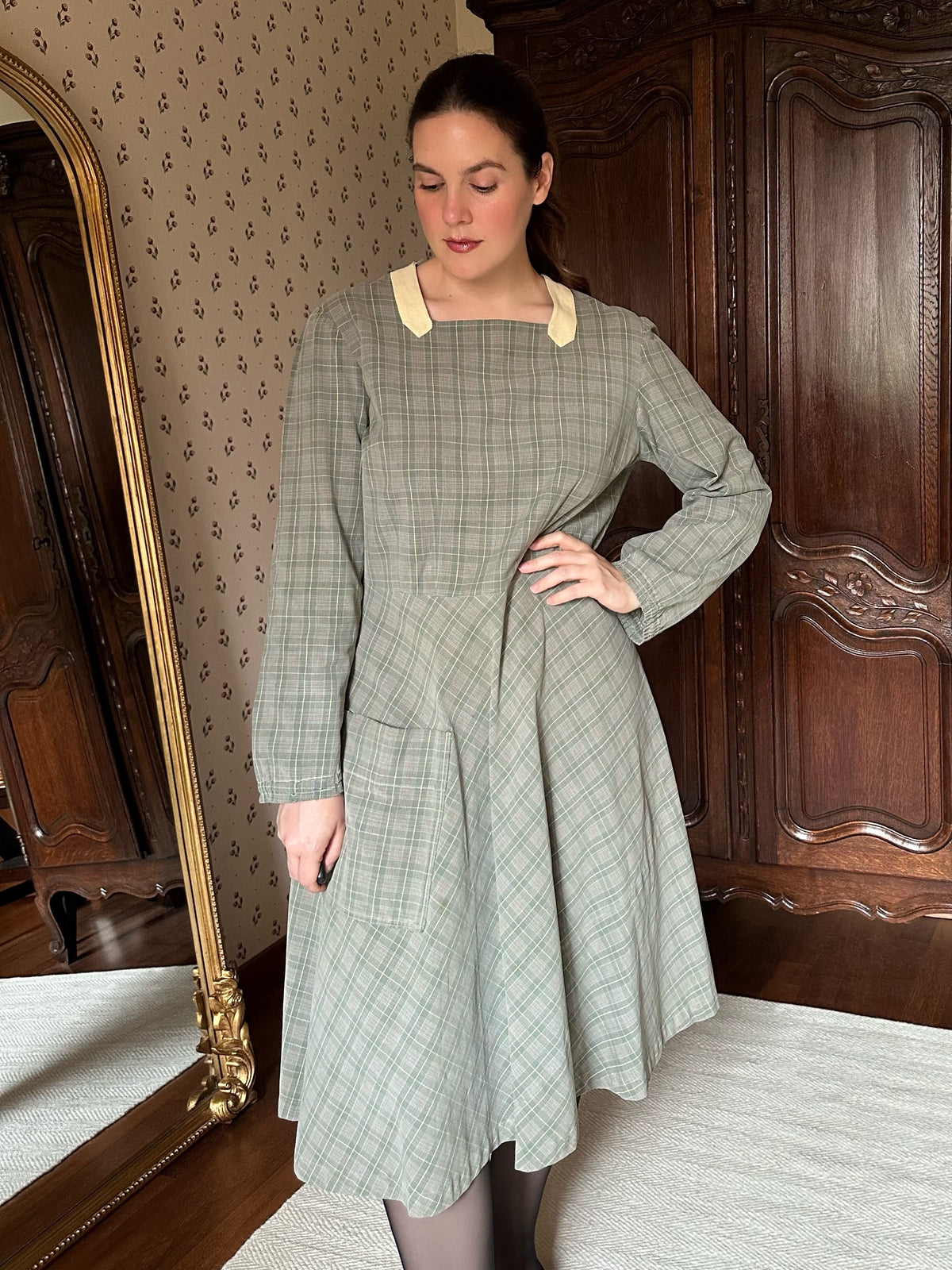 Tailor-Made Sage Green Tartan Dress