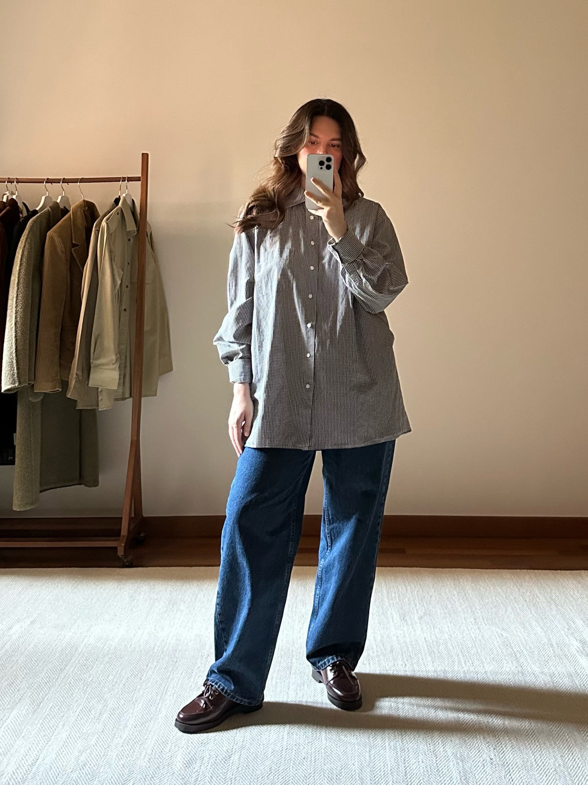 Dark Green Checkered Oversized Cotton Shirt