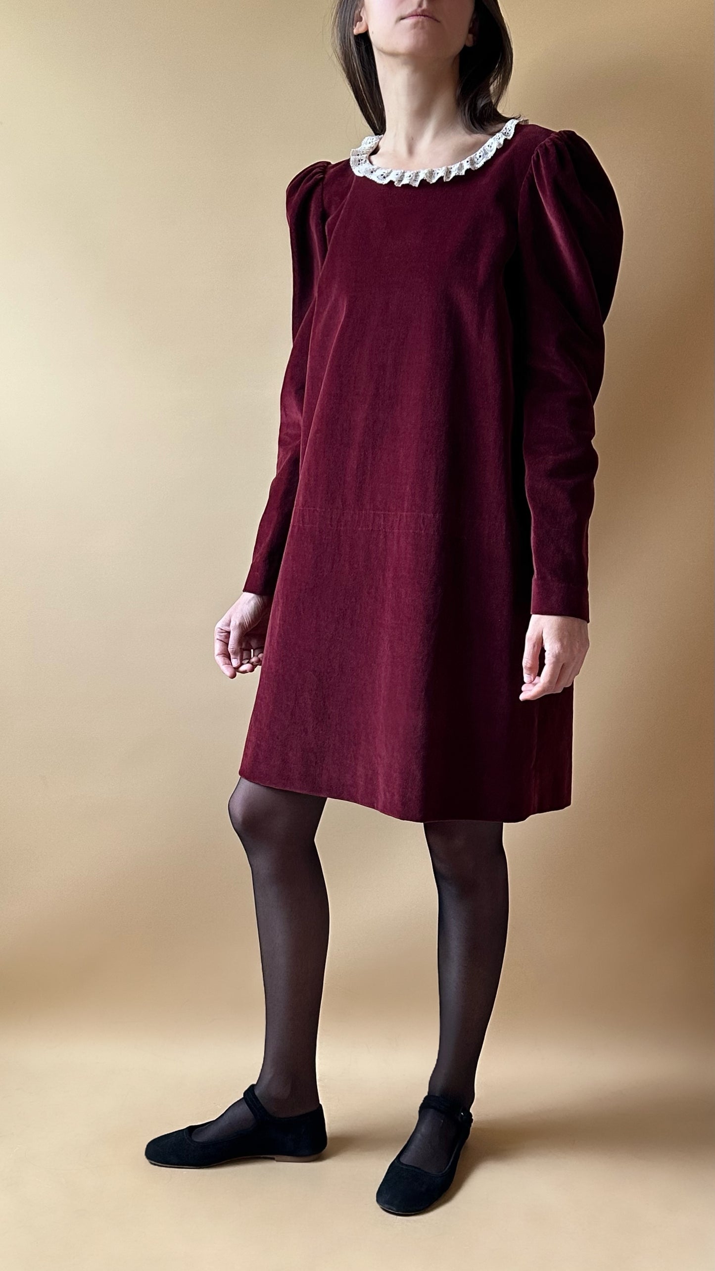 Vintage Velvet Burgundy Dress