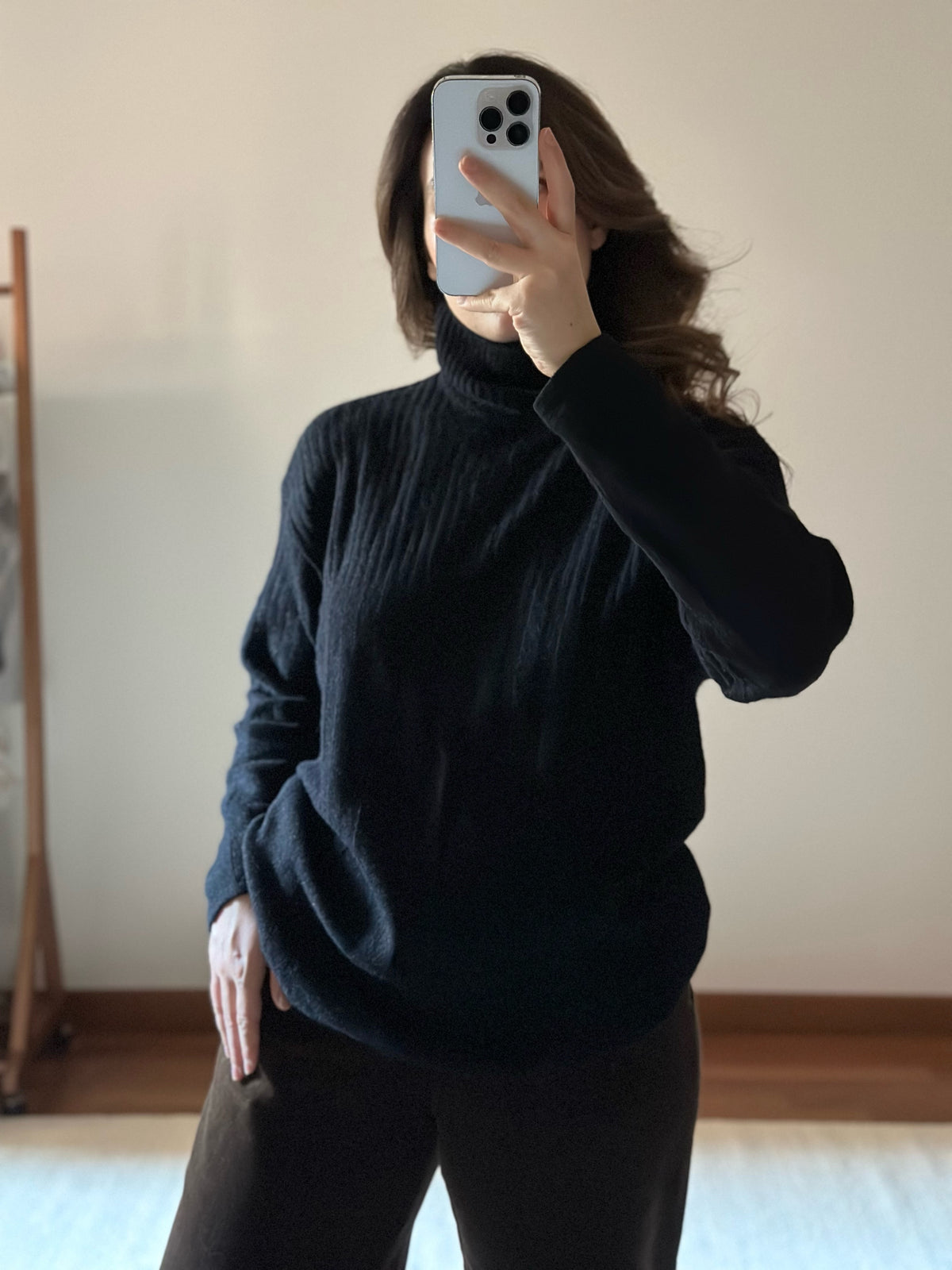 Angora & Lambswool Black Turtleneck