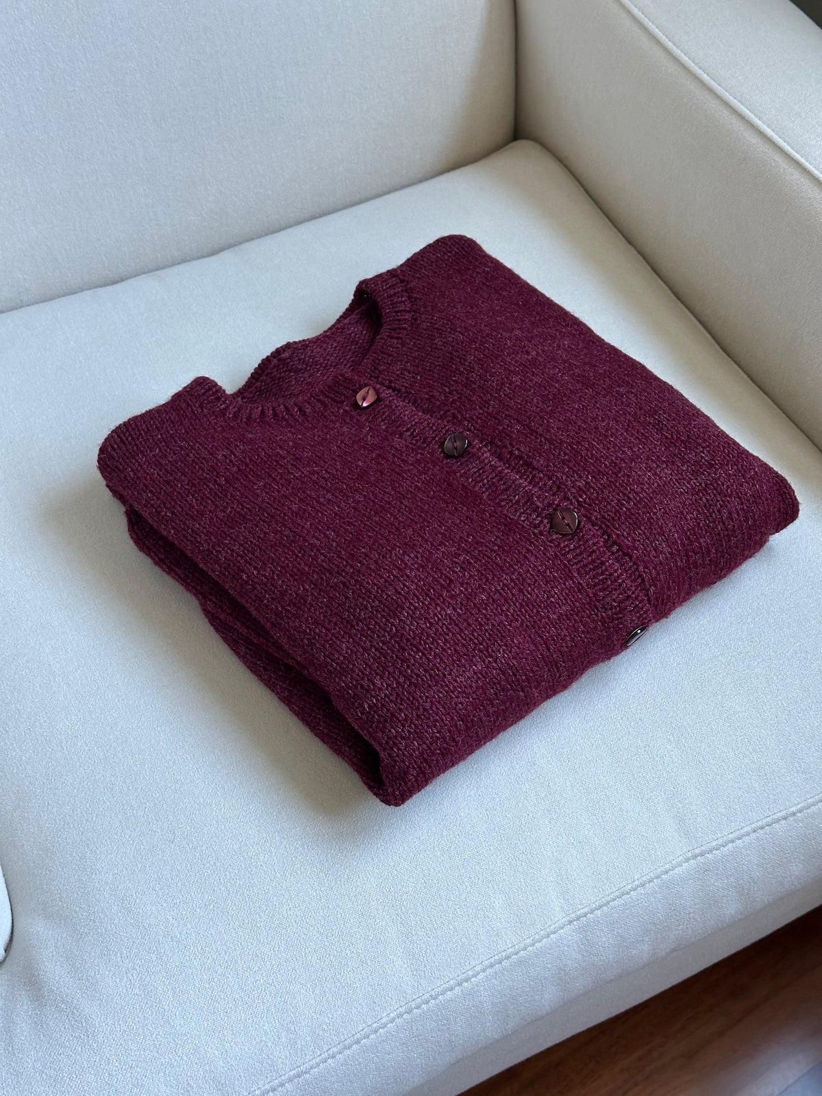 Handmade Burgundy Wool Cardigan